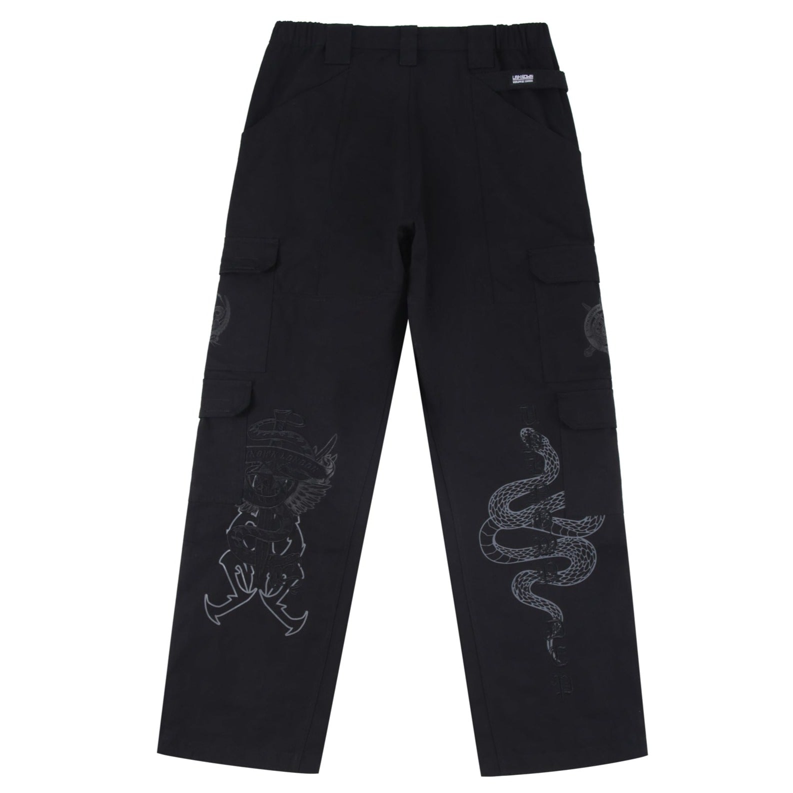 BLACK EMBROIDERED CARGOS-Fineriform