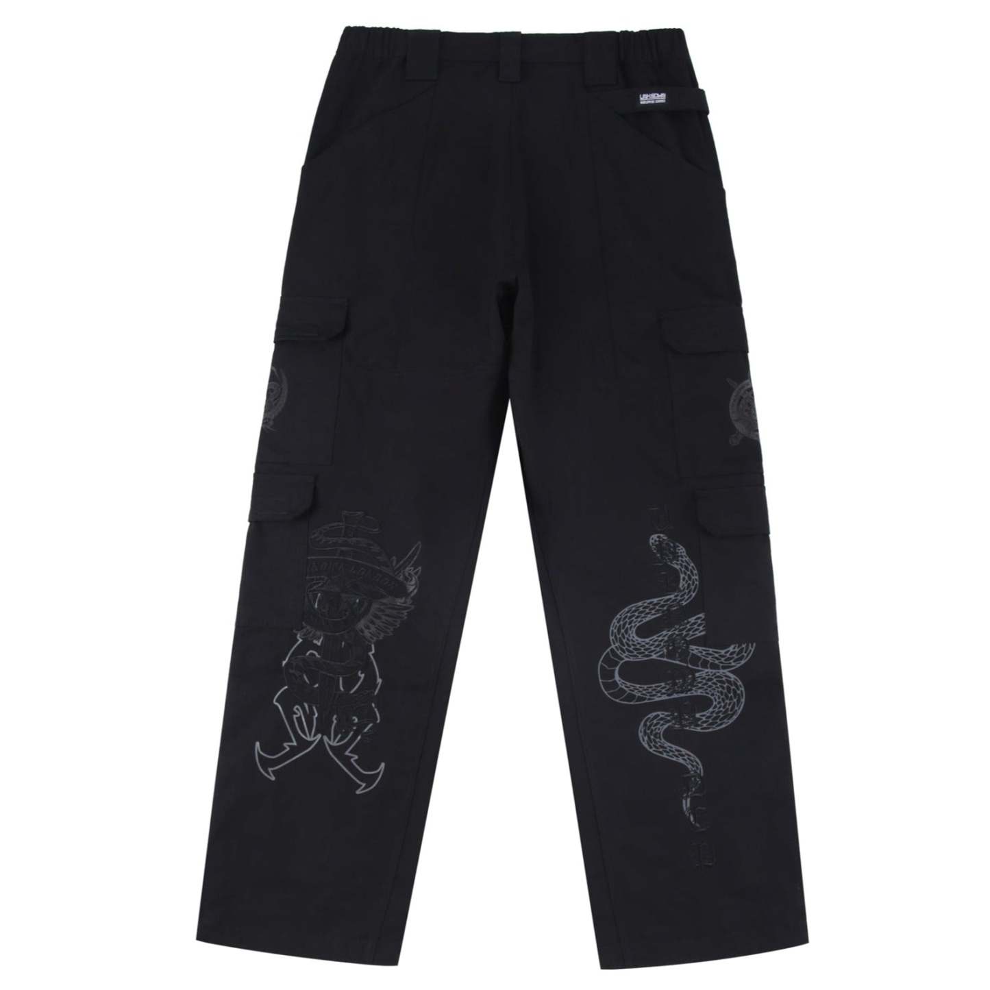 BLACK EMBROIDERED CARGOS-Fineriform