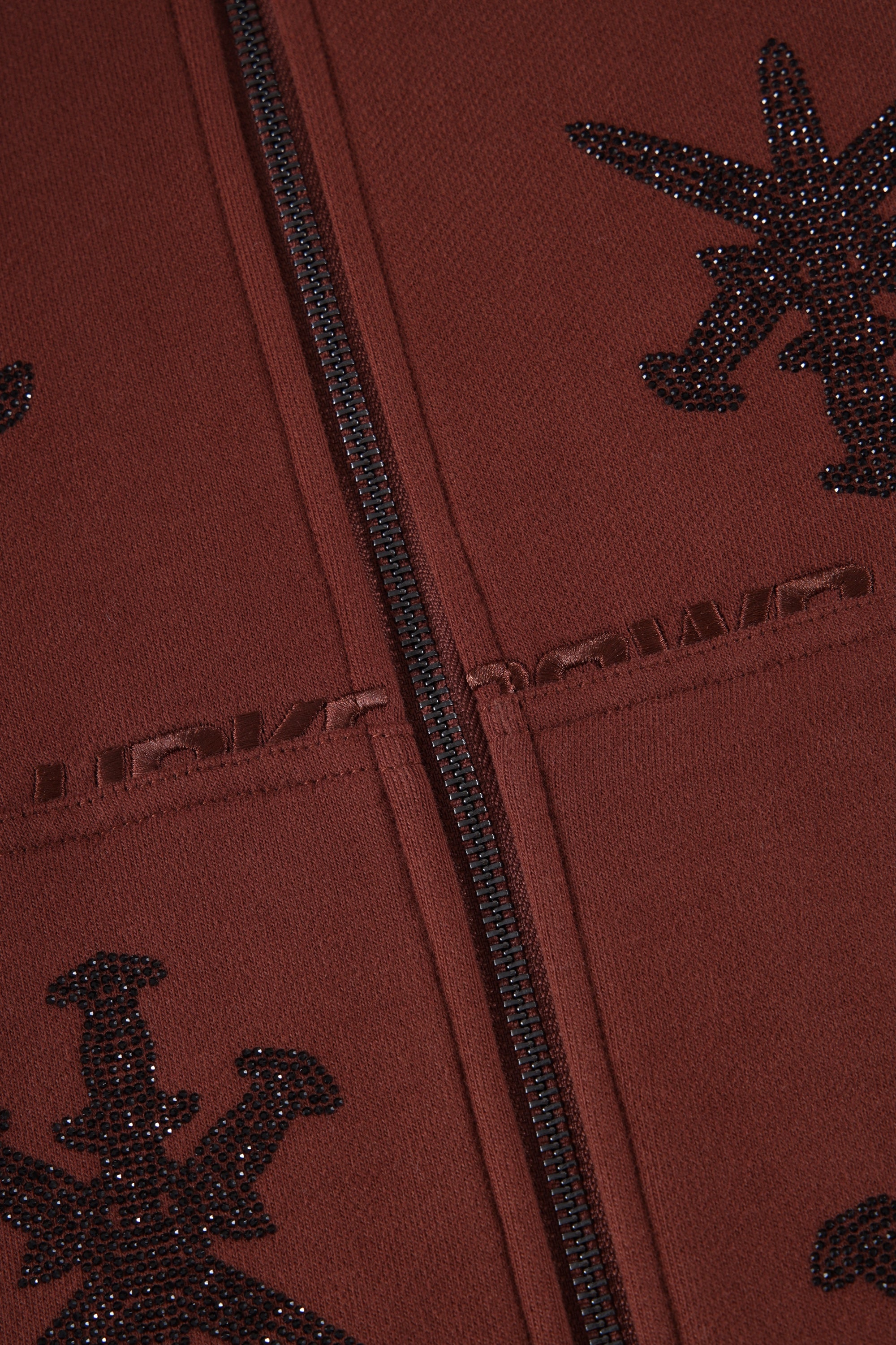 BROWN RHINESTONE HOODIE-Fineriform