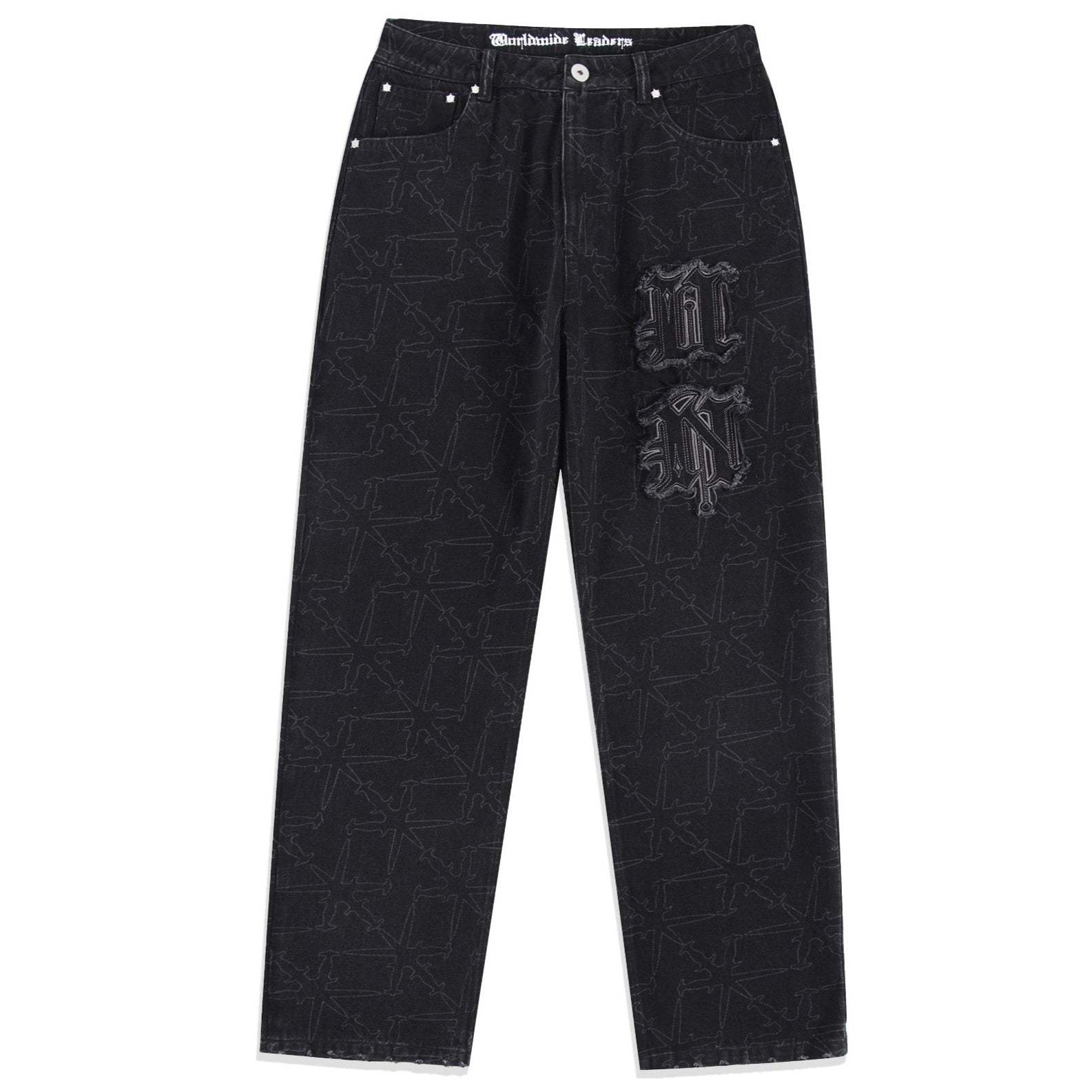 MONOGRAM DENIM JEANS-Fineriform