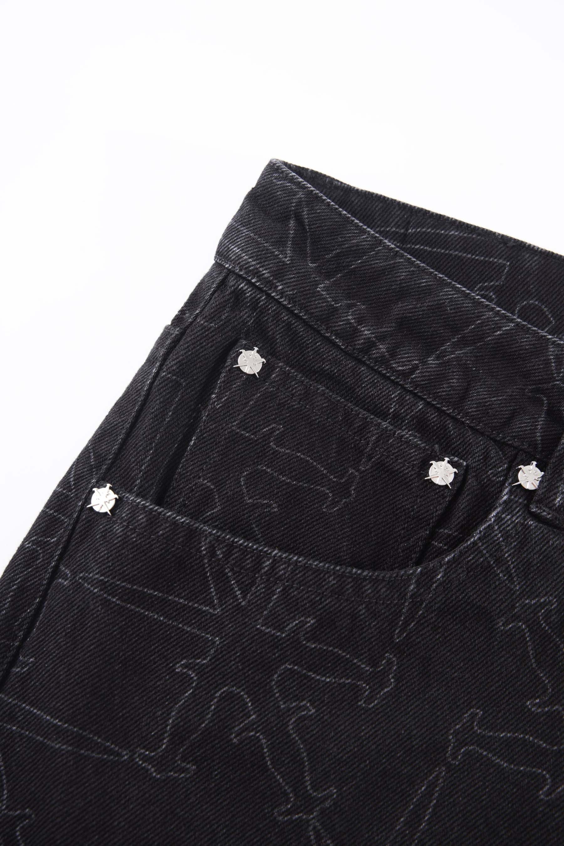 MONOGRAM DENIM JEANS-Fineriform