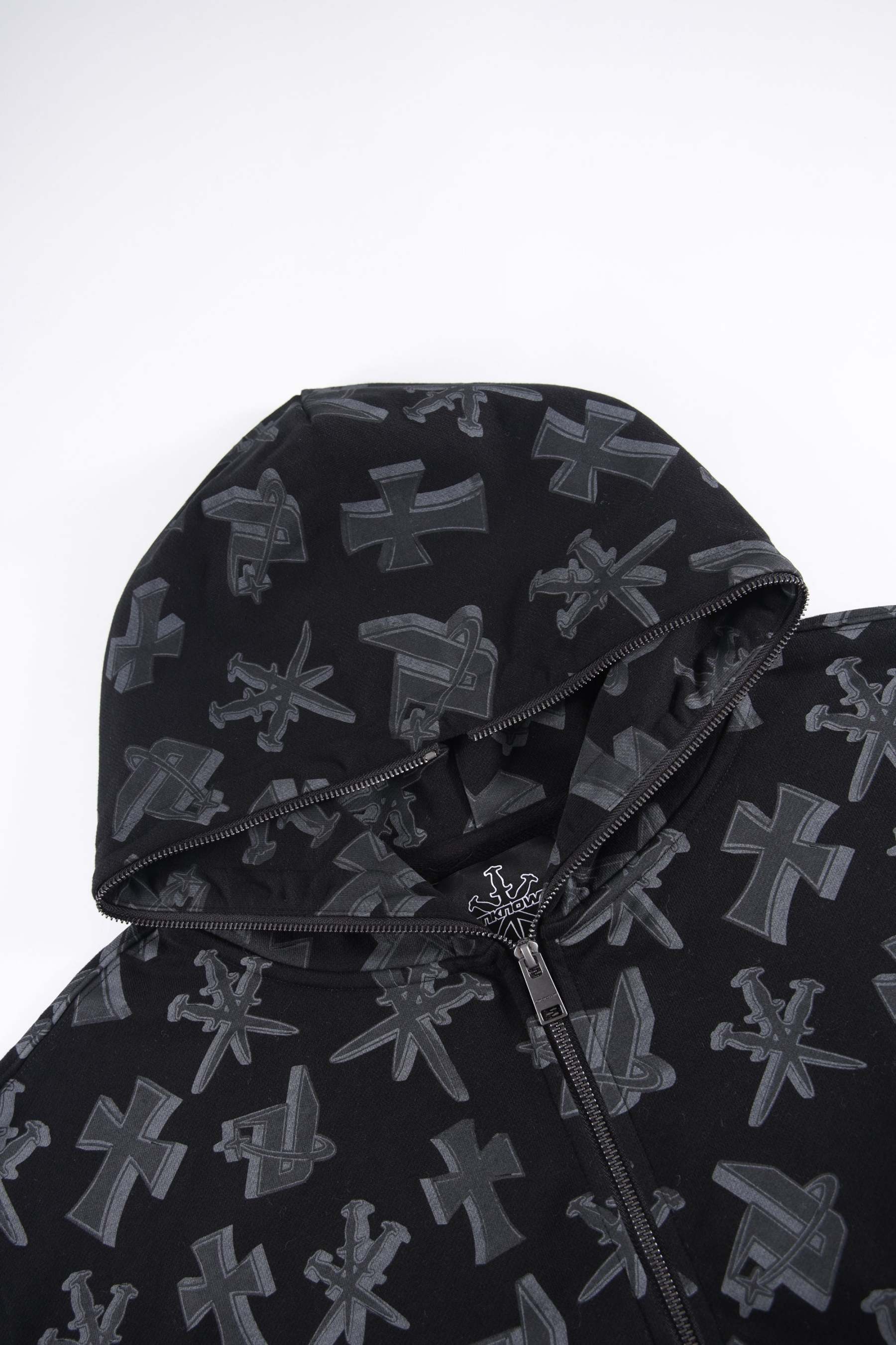 BLACK DAGGERS FULL ZIP HOODIE-Fineriform