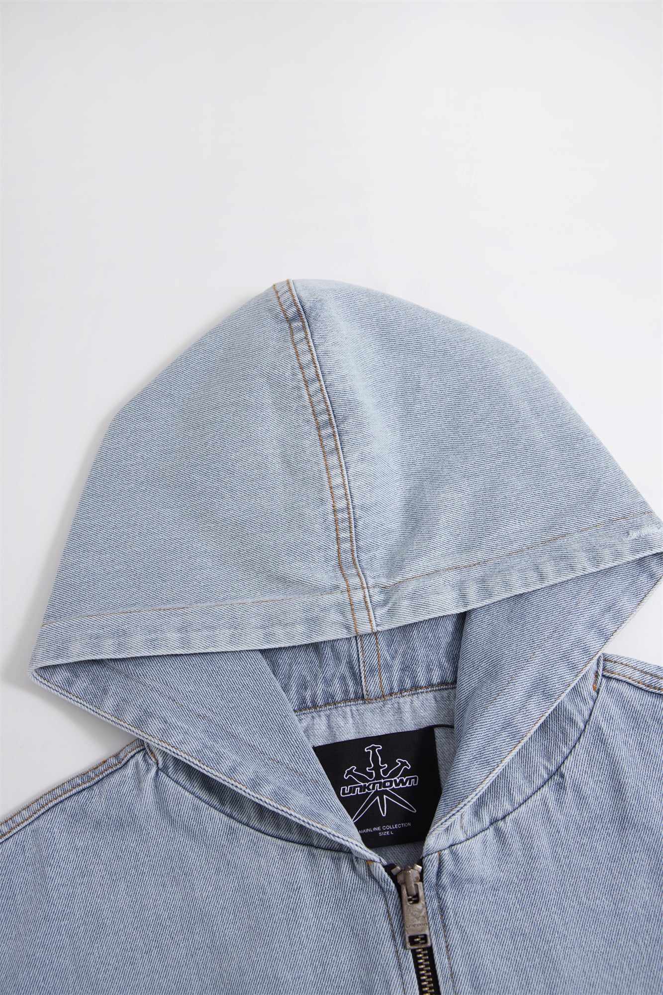 BLEACHED ZIP HOOD DENIM JACKET-Fineriform