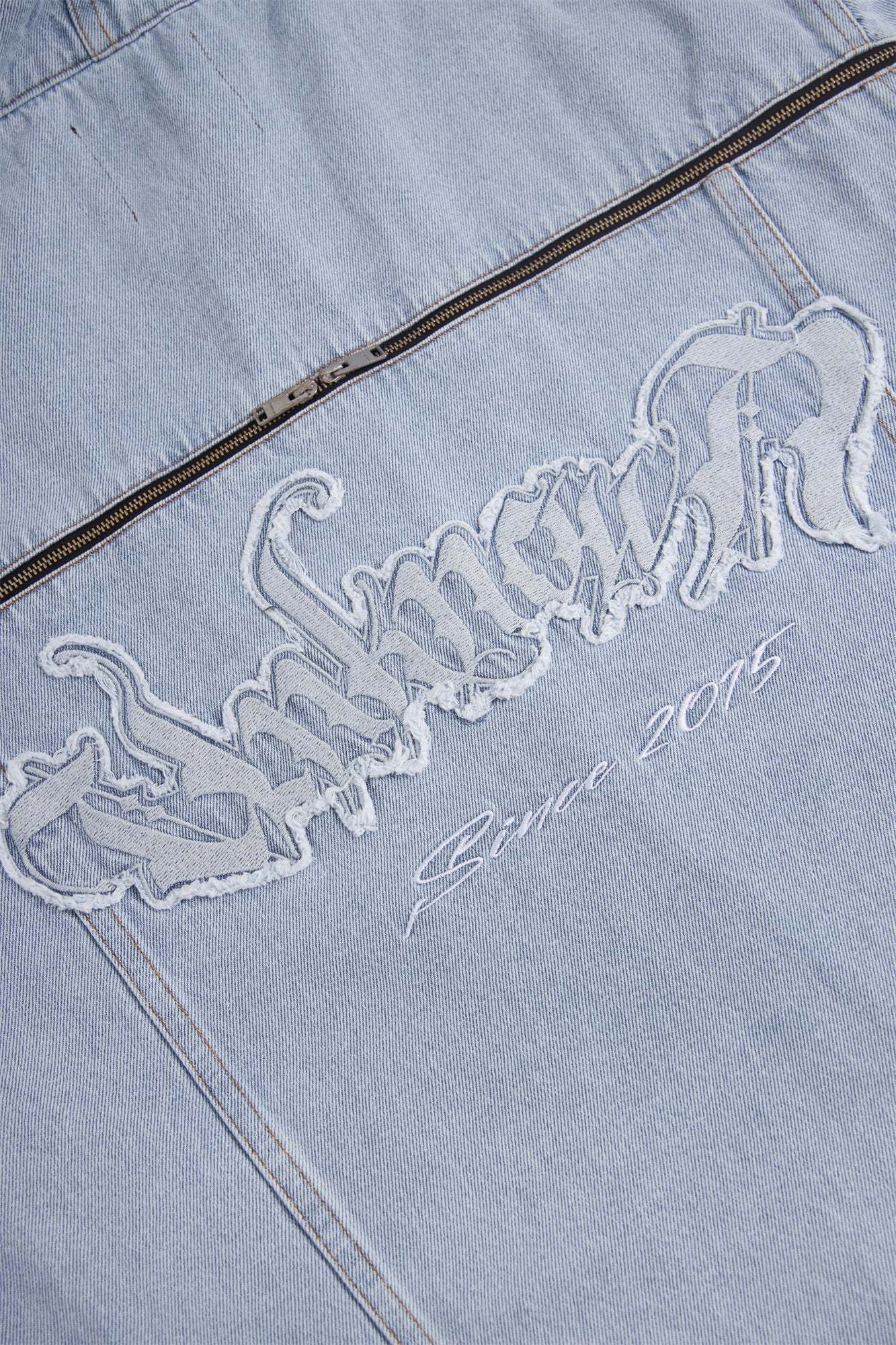 BLEACHED ZIP HOOD DENIM JACKET-Fineriform