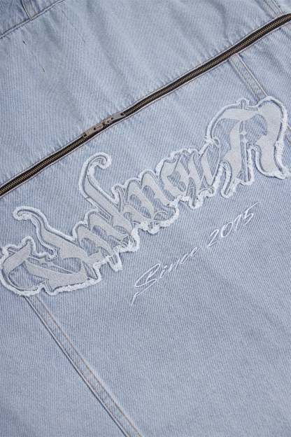 BLEACHED ZIP HOOD DENIM JACKET-Fineriform