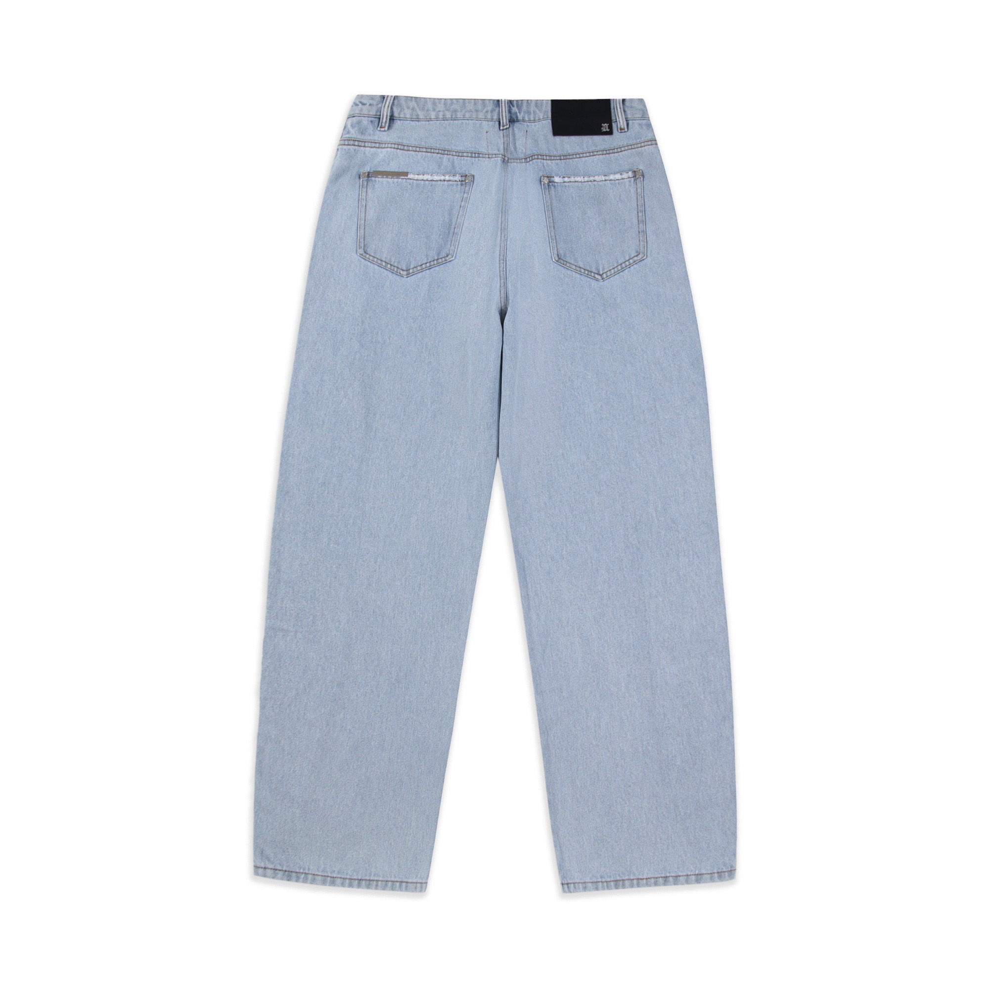 BLEACHED ZIP BAGGY DENIM-Fineriform