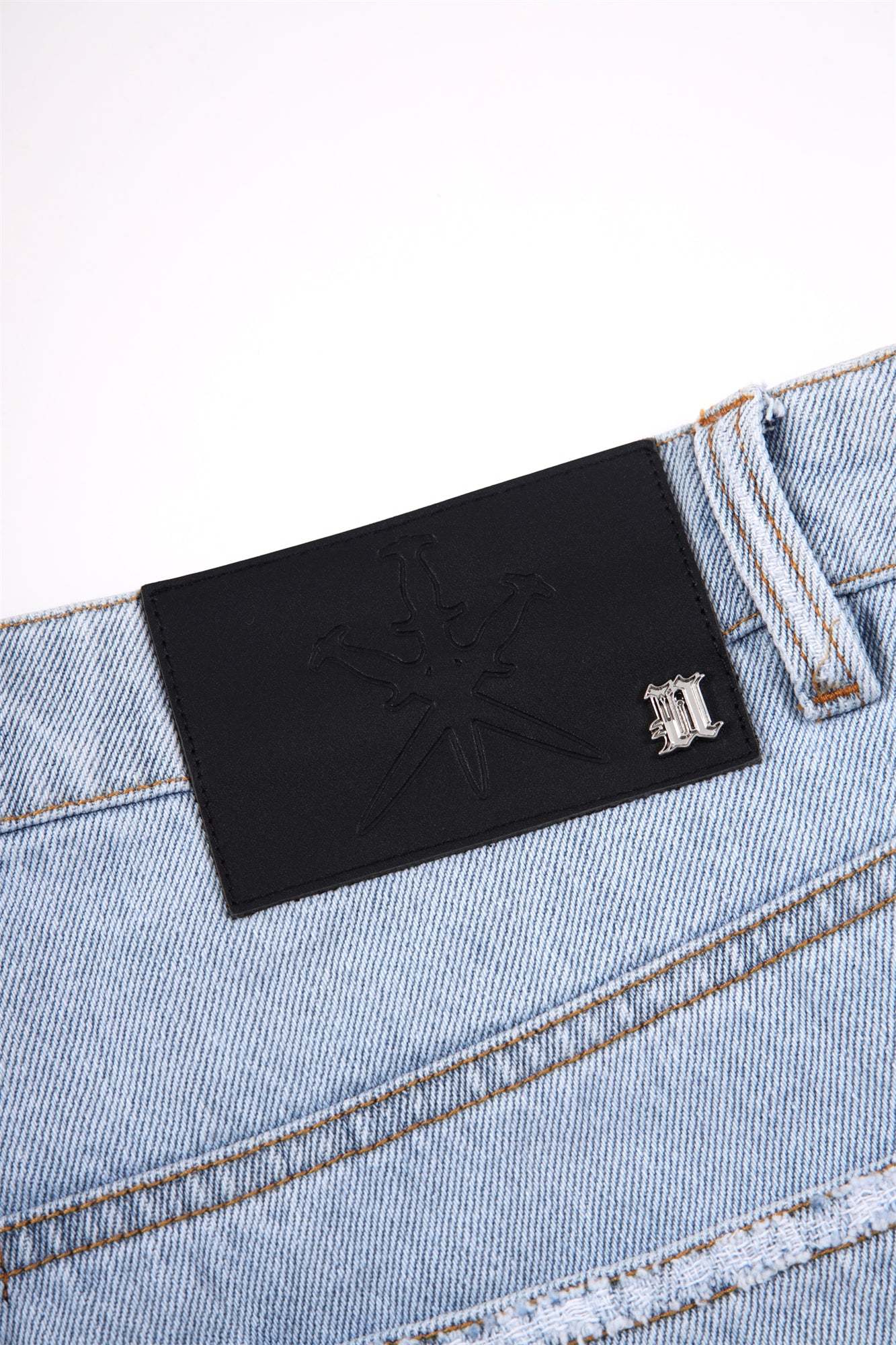 BLEACHED ZIP BAGGY DENIM-Fineriform