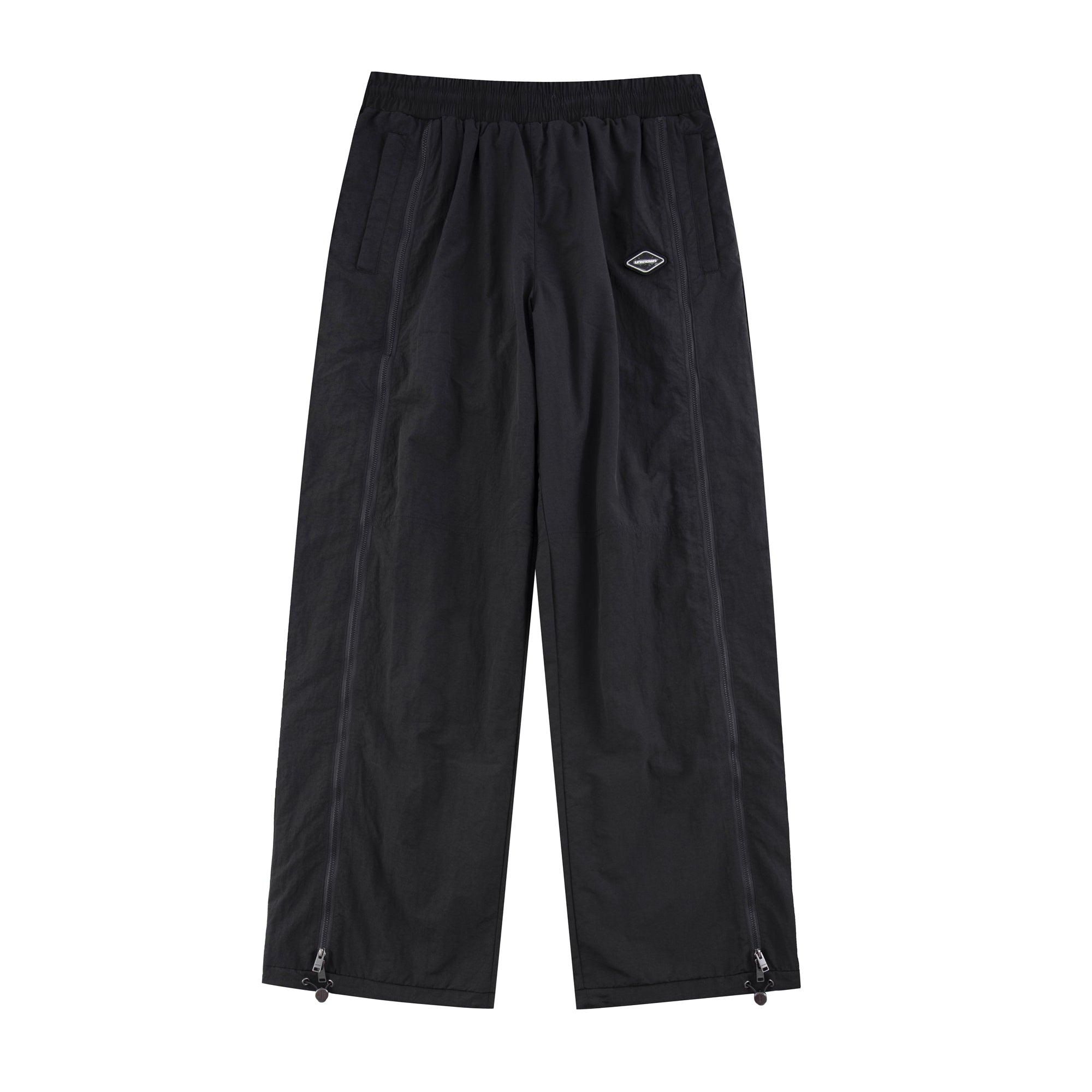BLACK BAGGY ZIP TRACKIES-Fineriform