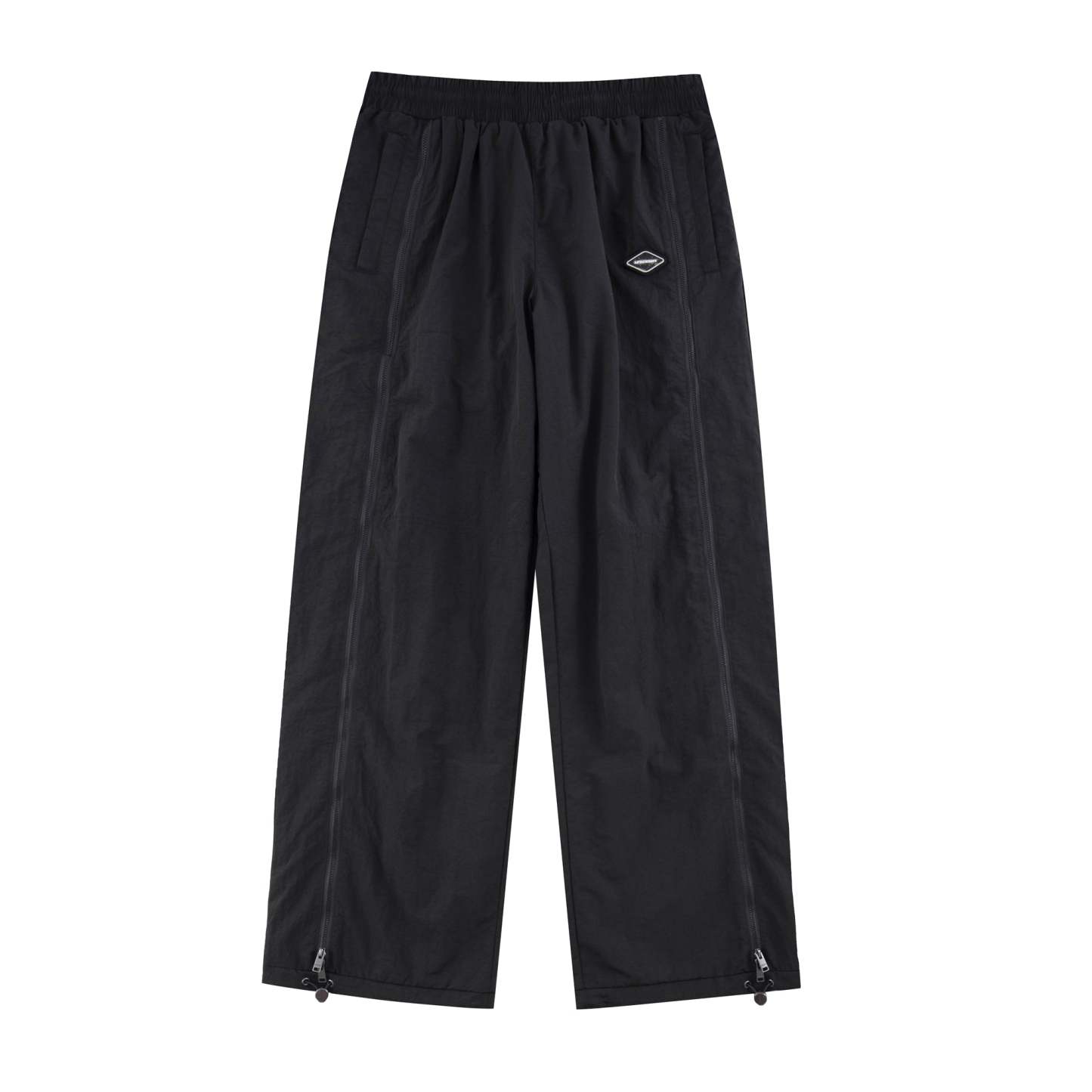 BLACK BAGGY ZIP TRACKIES-Fineriform