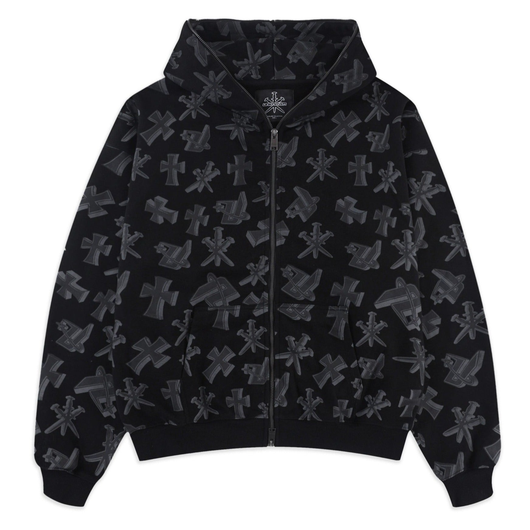 BLACK DAGGERS FULL ZIP HOODIE-Fineriform