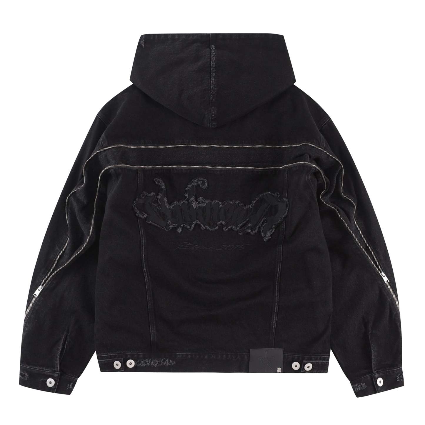 BLACK ZIP DENIM JACKET-Fineriform