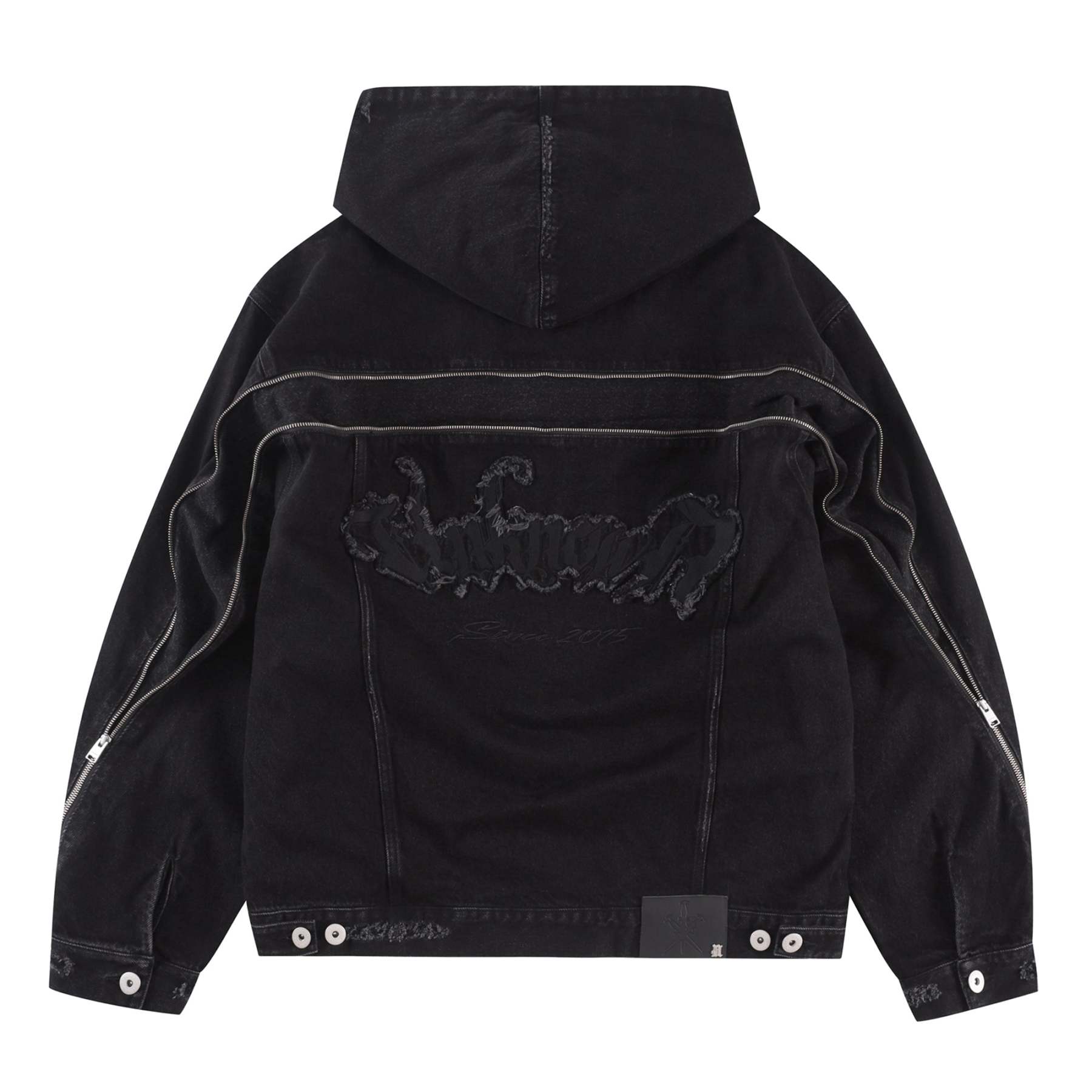 BLACK ZIP DENIM JACKET-Fineriform