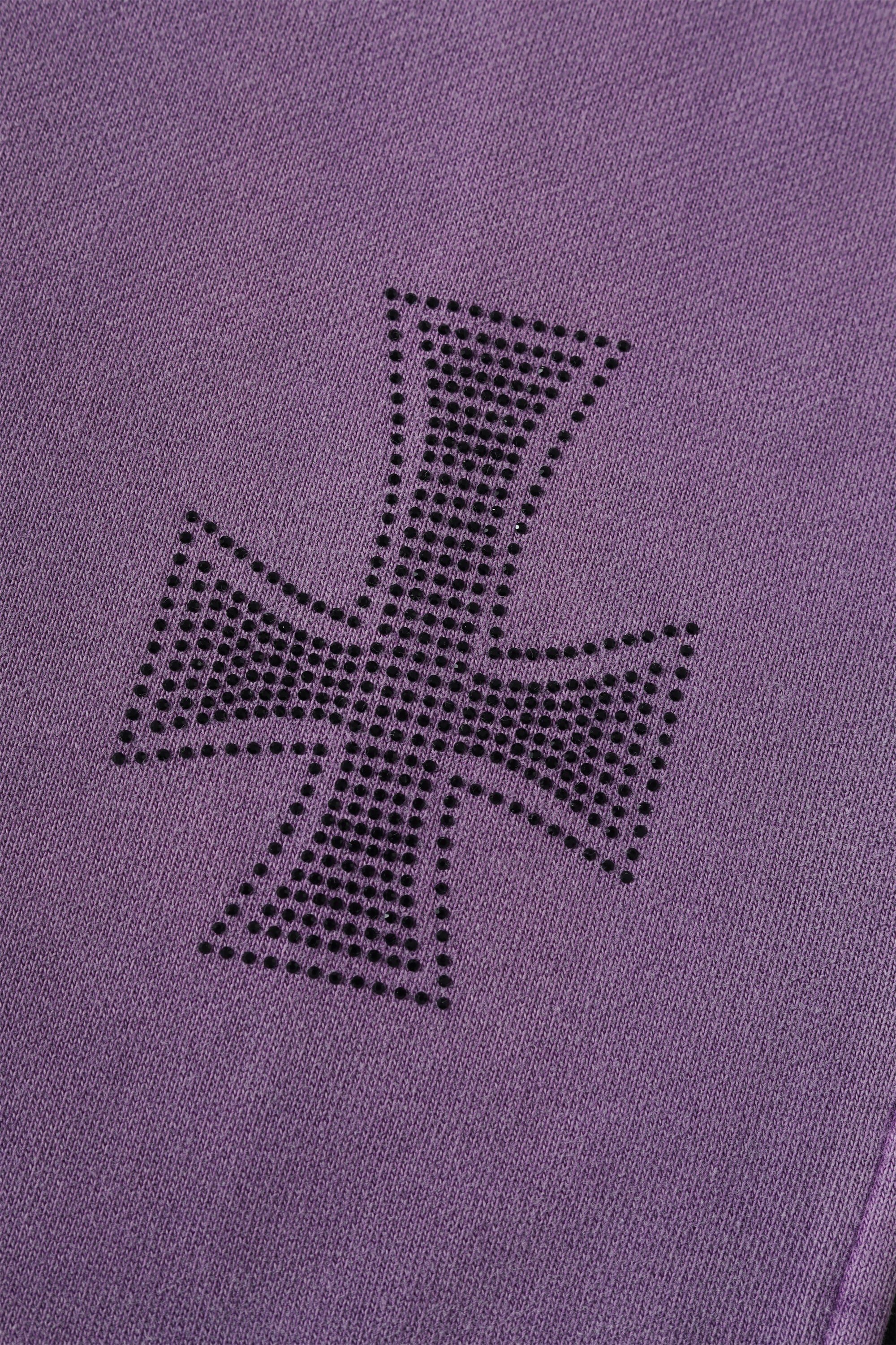 WASHED PURPLE RHINESTONE HOODIE-Fineriform