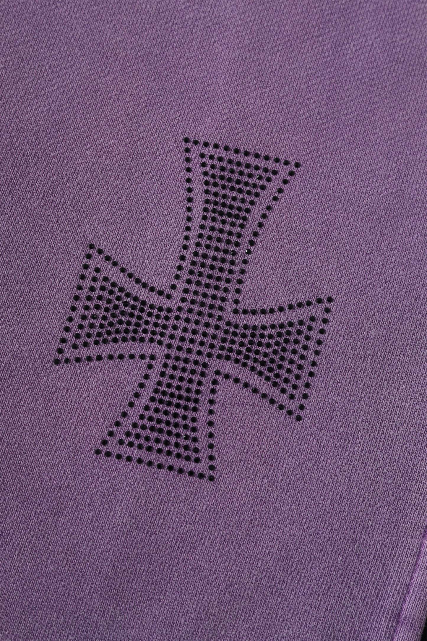 WASHED PURPLE RHINESTONE HOODIE-Fineriform