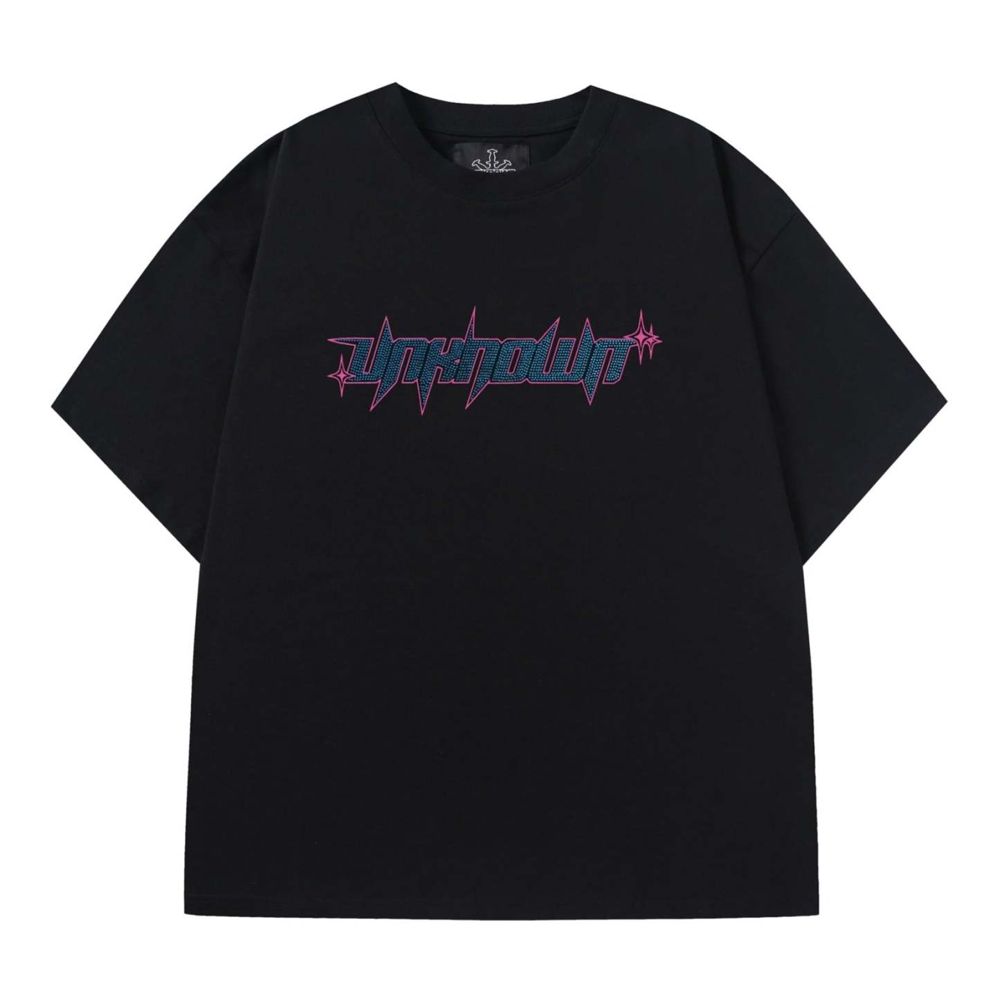 BLACK/BLUE RHINESTONE TEE-Fineriform