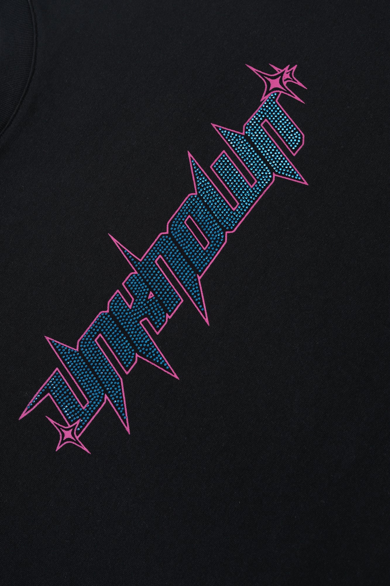 BLACK/BLUE RHINESTONE TEE-Fineriform