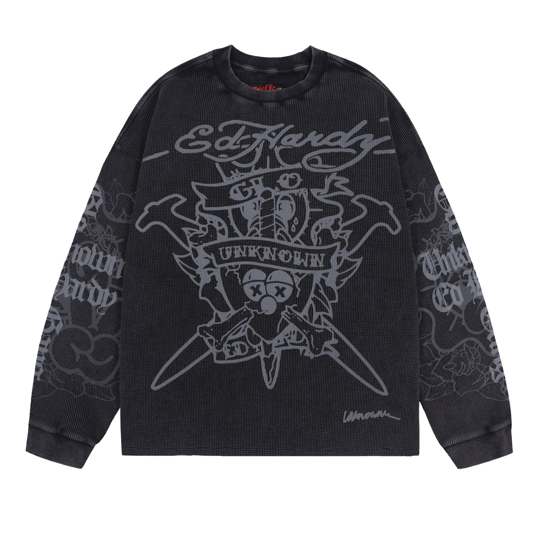 **Pre-Order** WASHED BLACK WAFFLE LONGSLEEVE-Fineriform