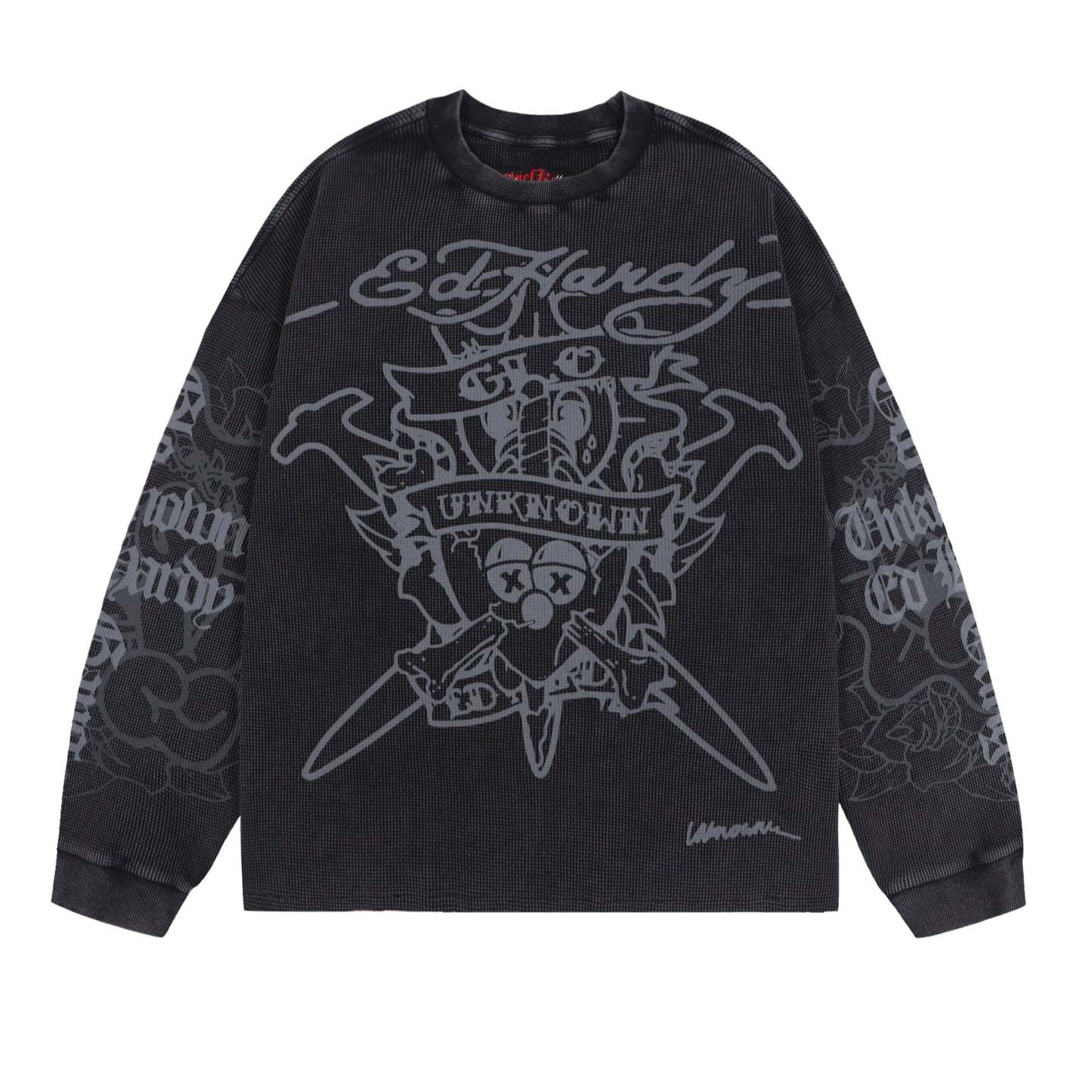 **Pre-Order** WASHED BLACK WAFFLE LONGSLEEVE-Fineriform