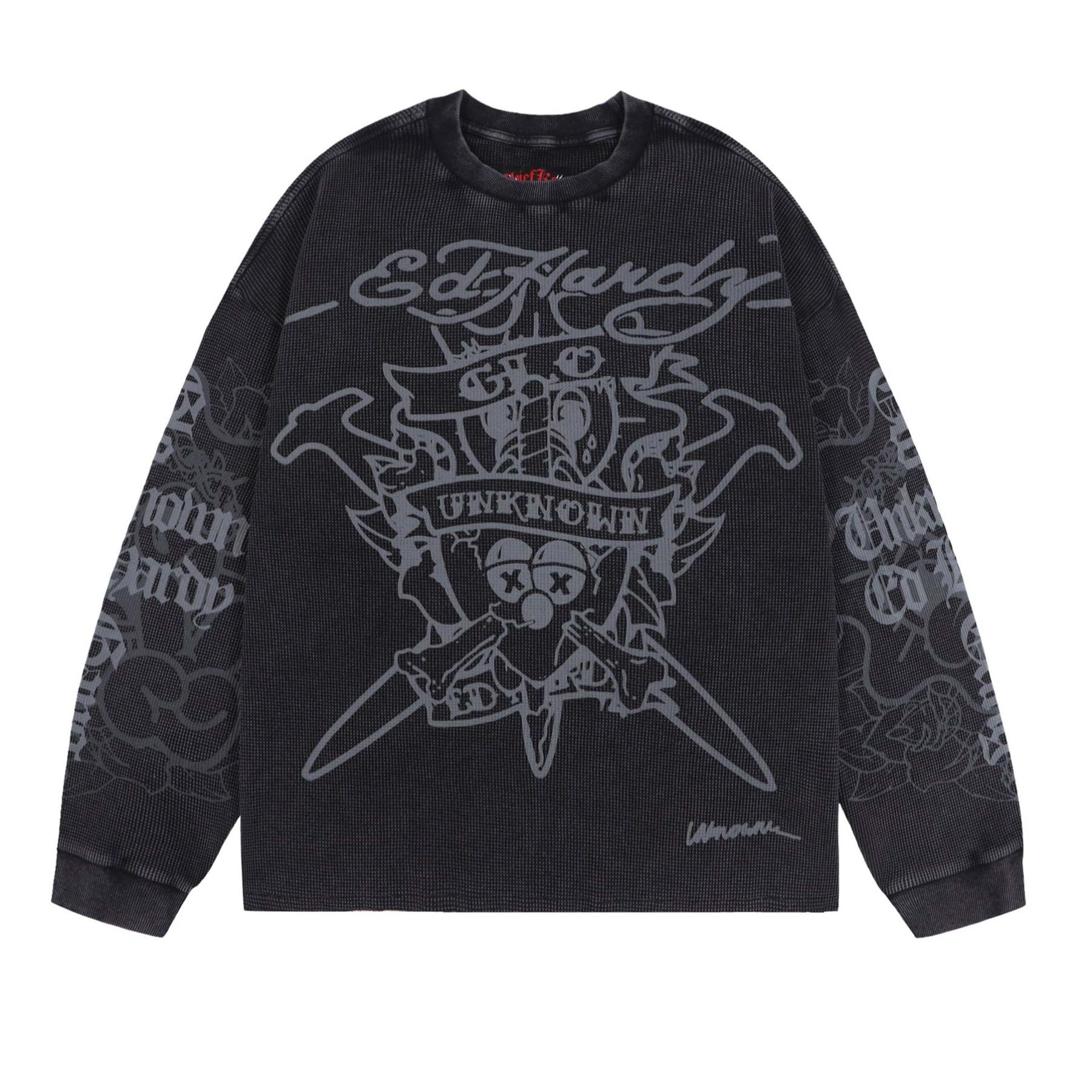 **Pre-Order** WASHED BLACK WAFFLE LONGSLEEVE-Fineriform