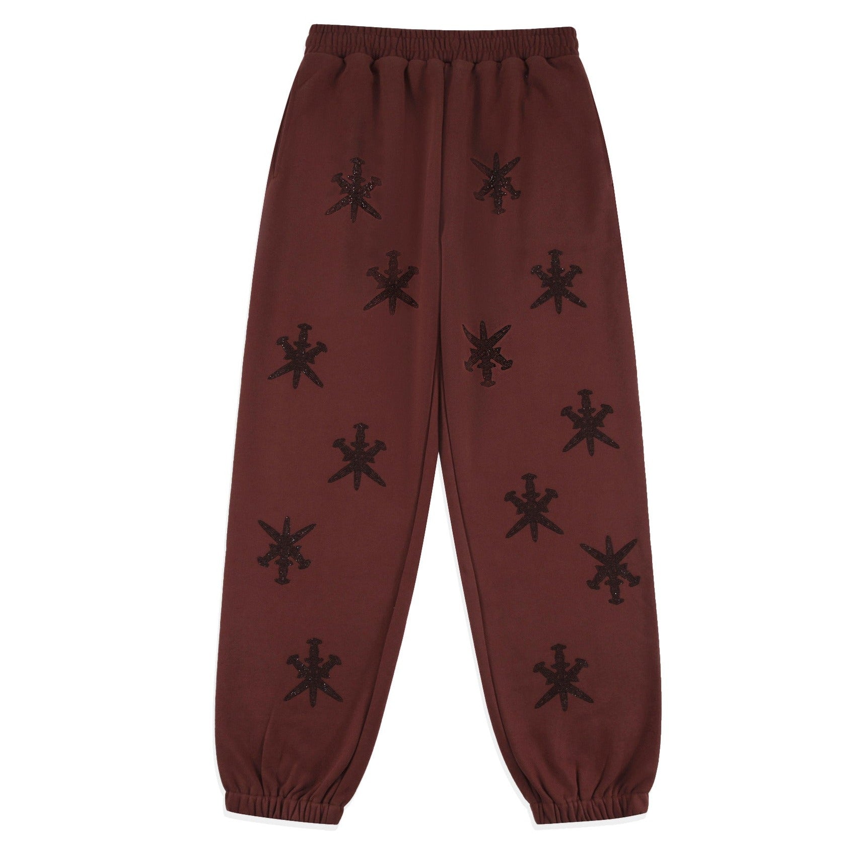 BROWN  RHINESTONE JOGGERS-Fineriform