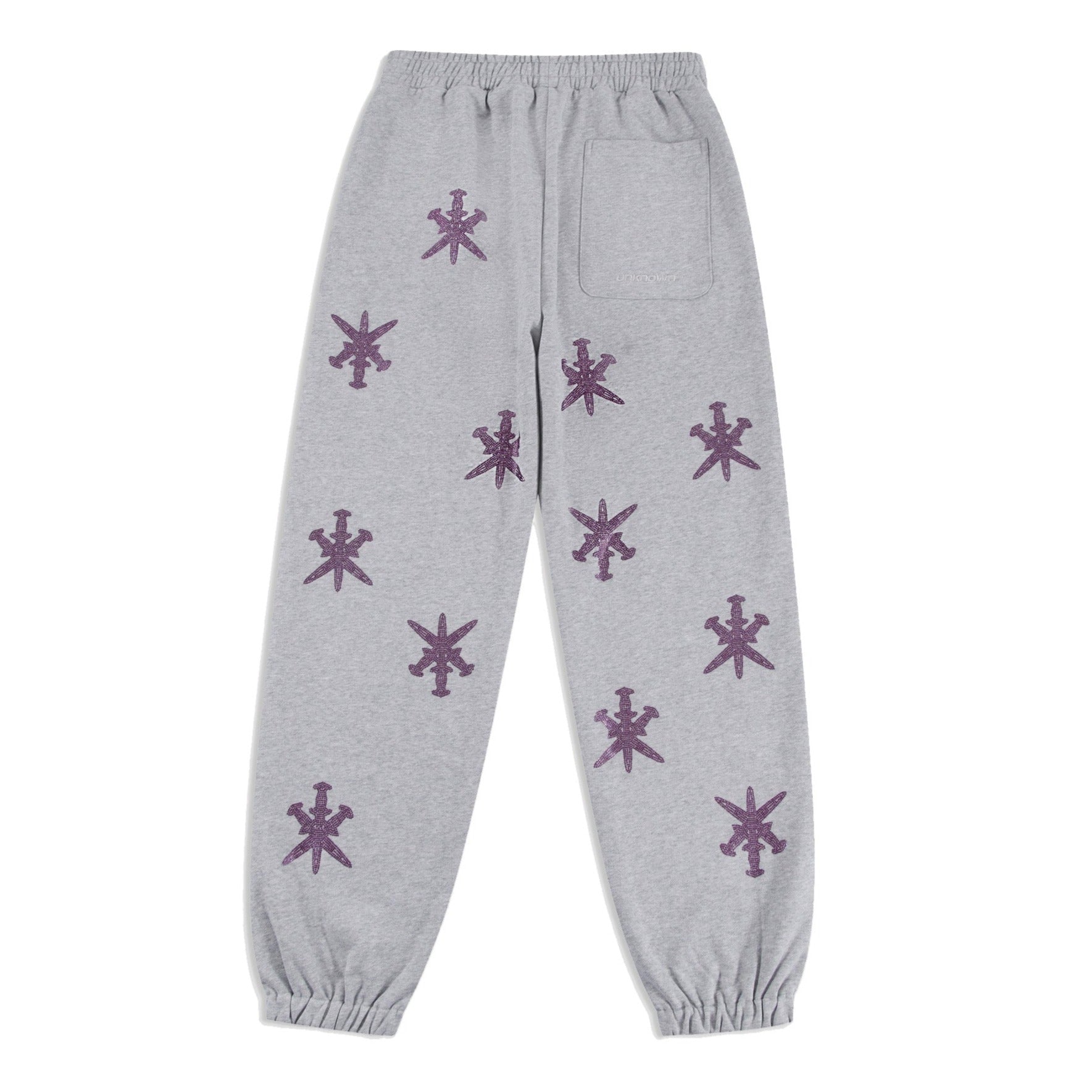 GREY PURPLE RHINESTONE JOGGERS-Fineriform