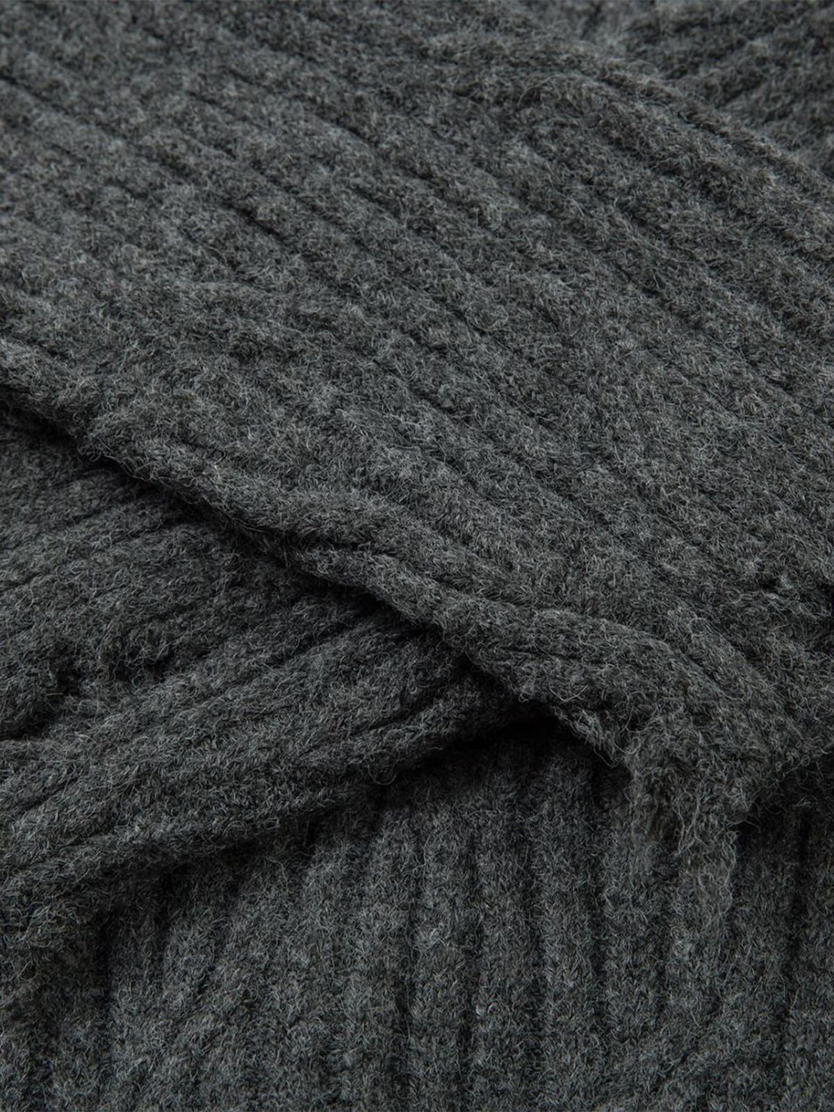 Knitted Distressed Diamond Pattern Raw Edge Sweater-Fineriform