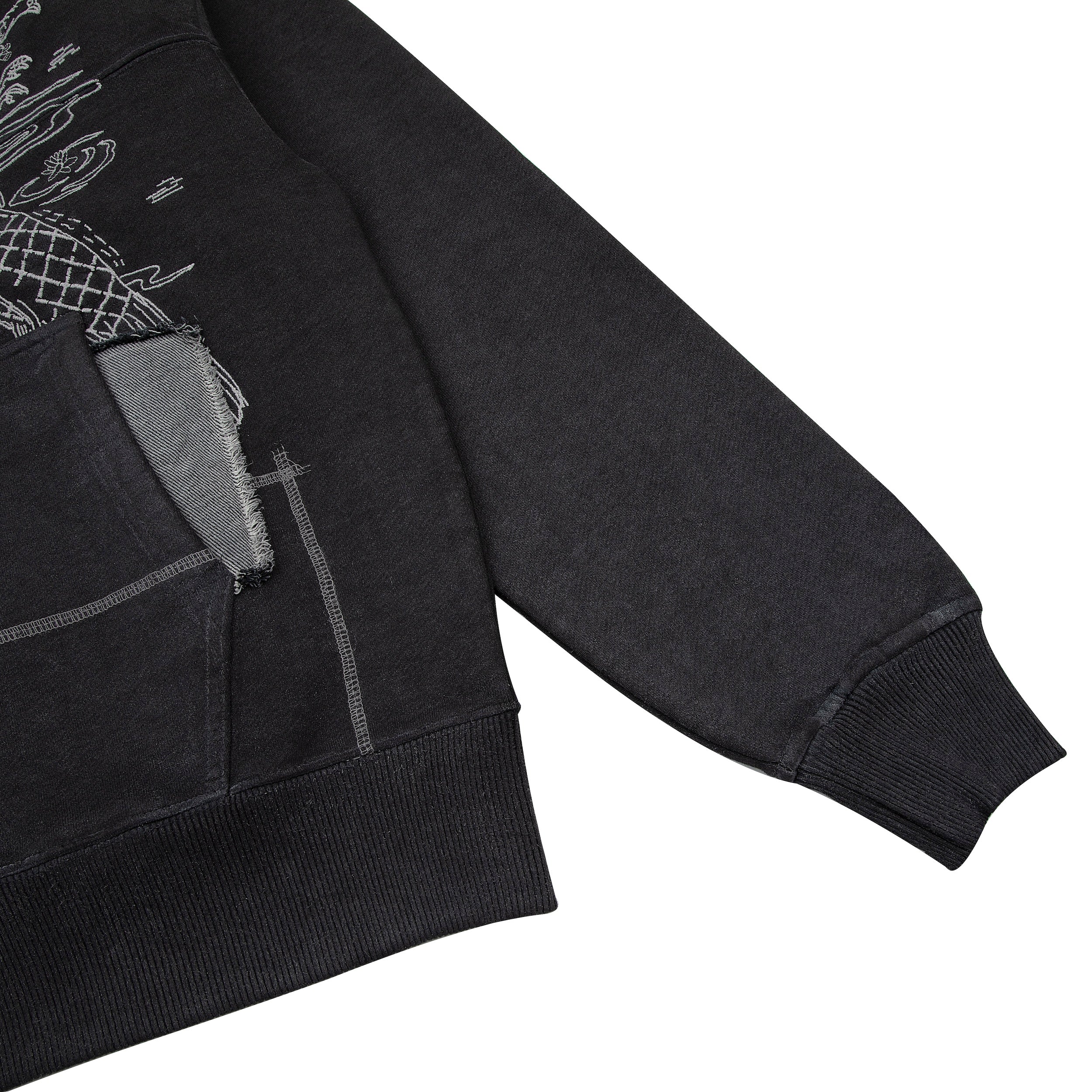 "sashiko" Zip Up black-Fineriform