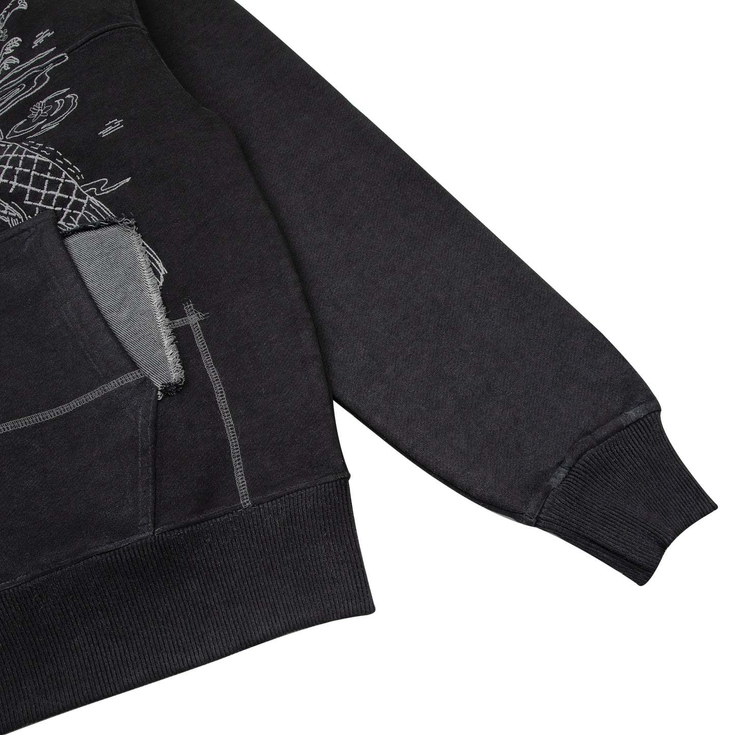 "sashiko" Zip Up black-Fineriform