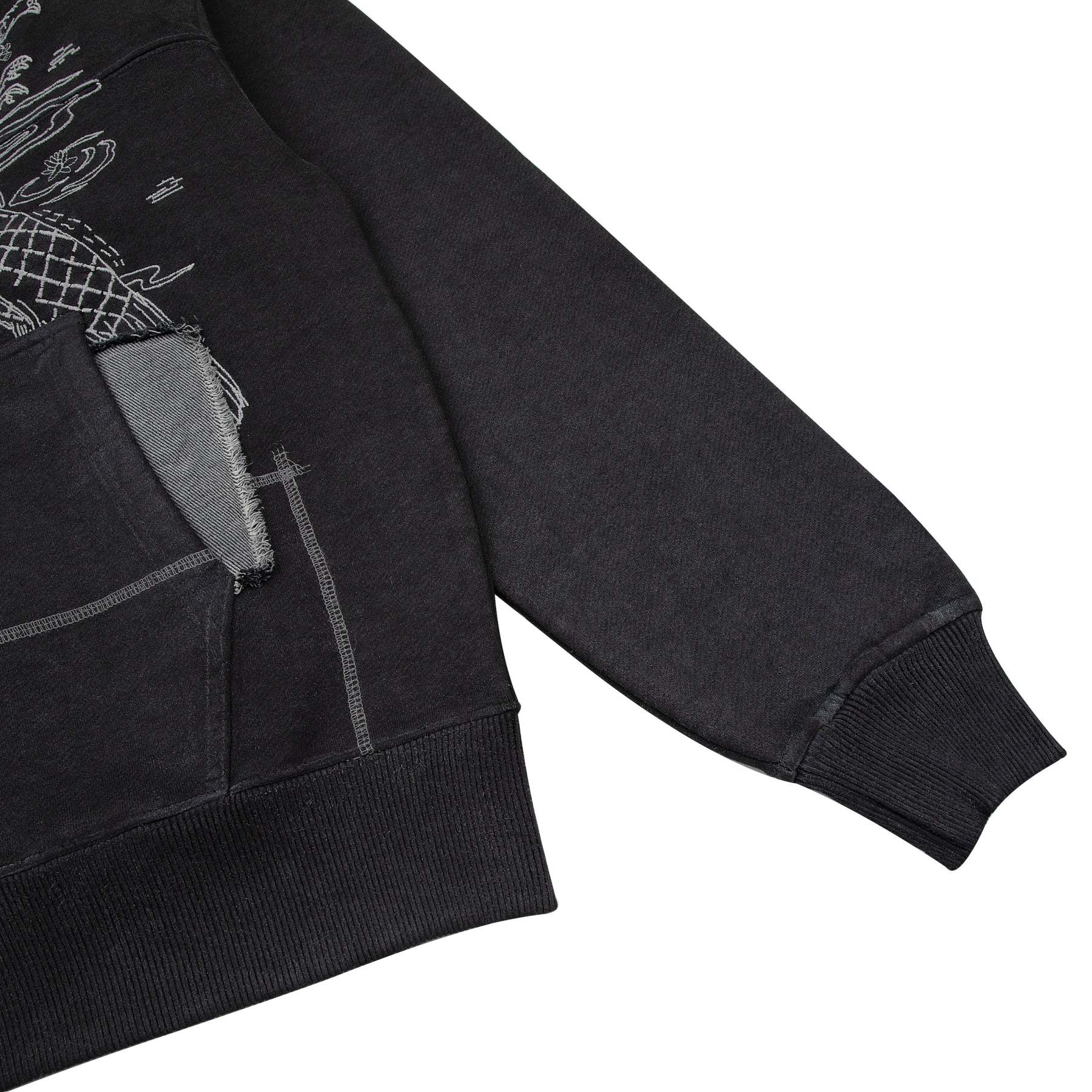 "sashiko" Zip Up black-Fineriform