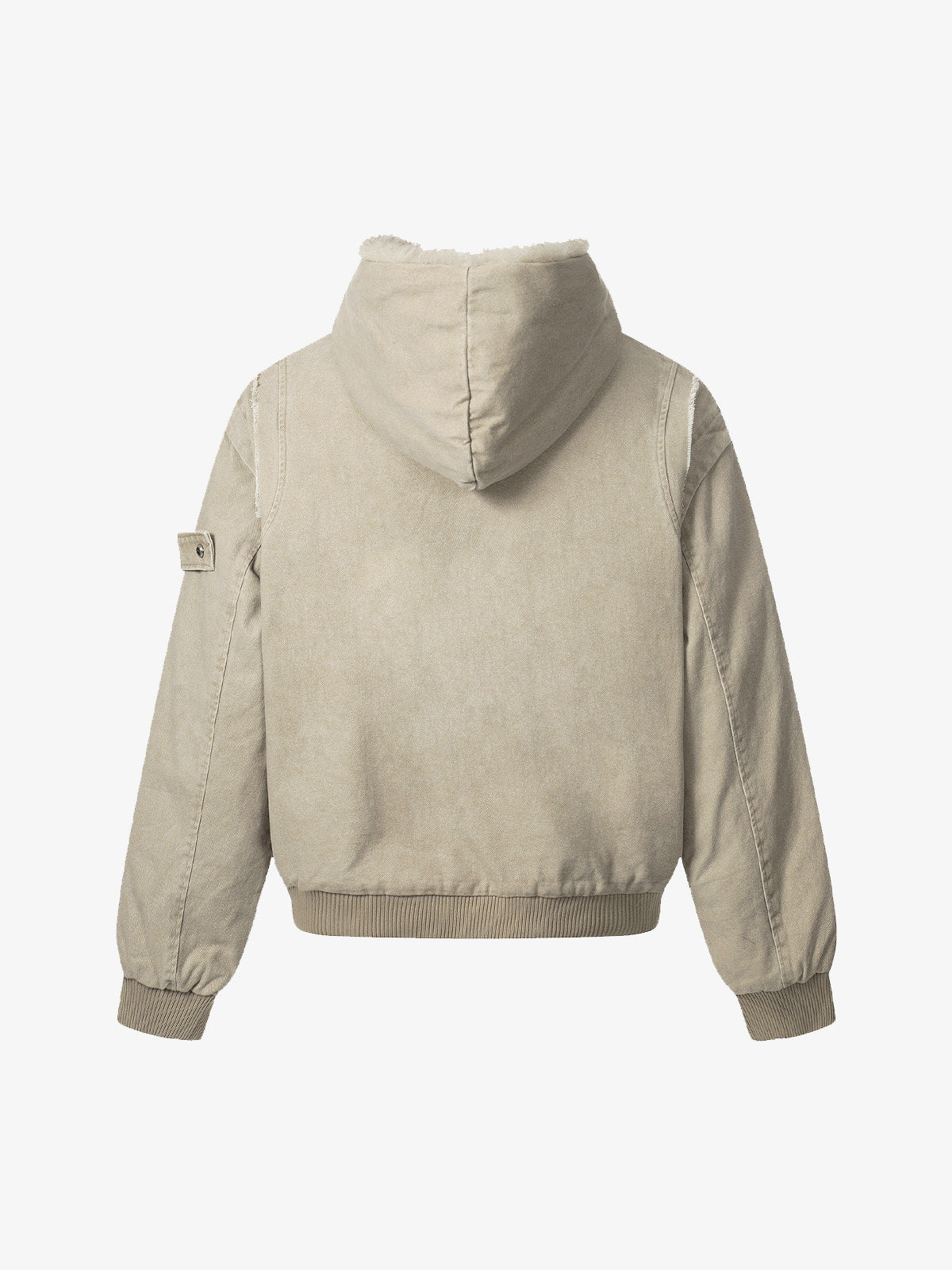 Retro Washed Fleece-lined Hooded Work Jacket-Fineriform