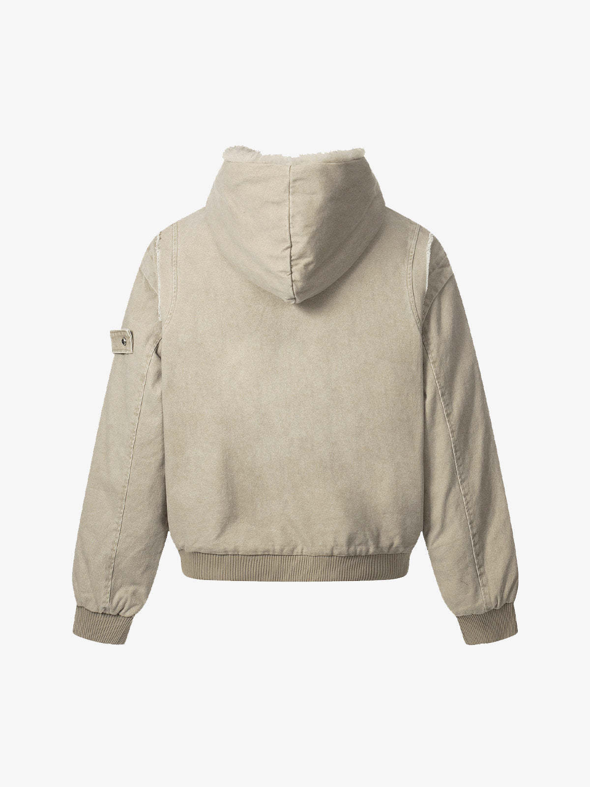 Retro Washed Fleece-lined Hooded Work Jacket-Fineriform