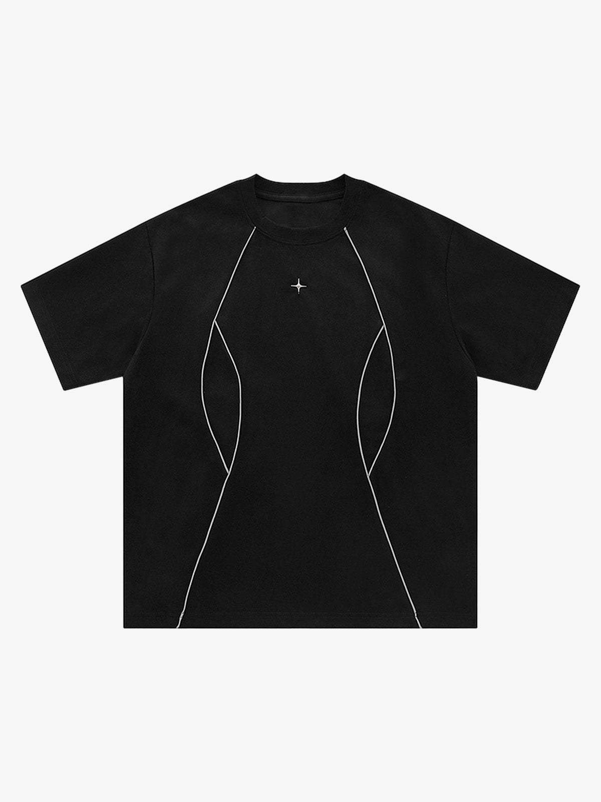Functional Deconstructed Split Short-Sleeved T-Shirt - 2437-Fineriform