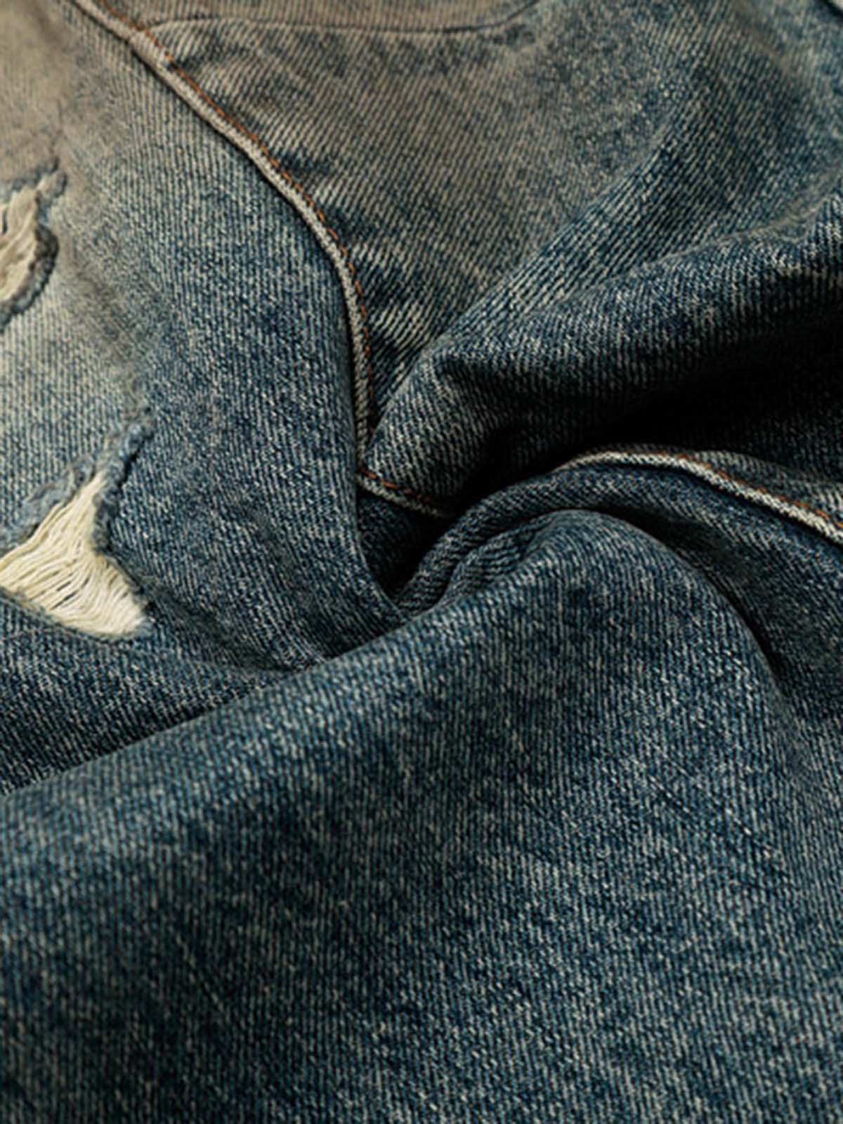 Vintage Mud-Dyed Distressed Barrel Jeans - 2537-Fineriform