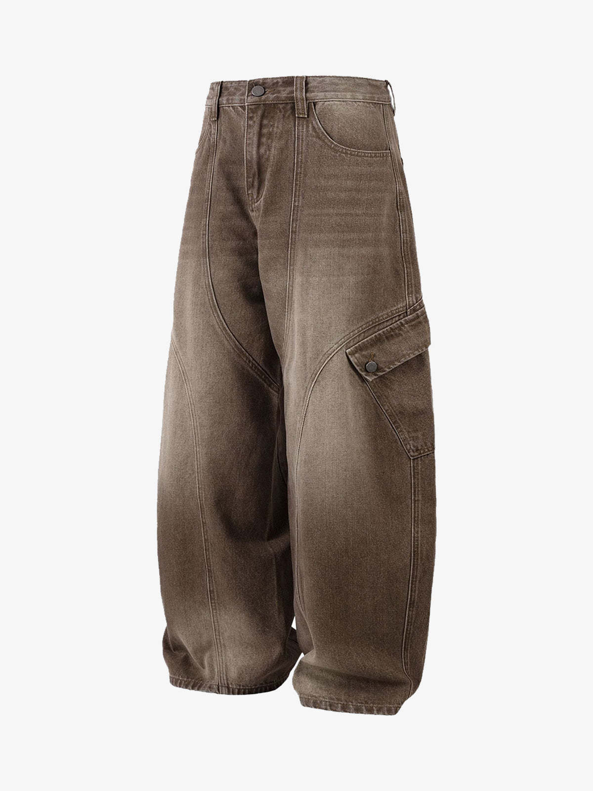 Vintage Washed Workwear Barrel Jeans-Fineriform