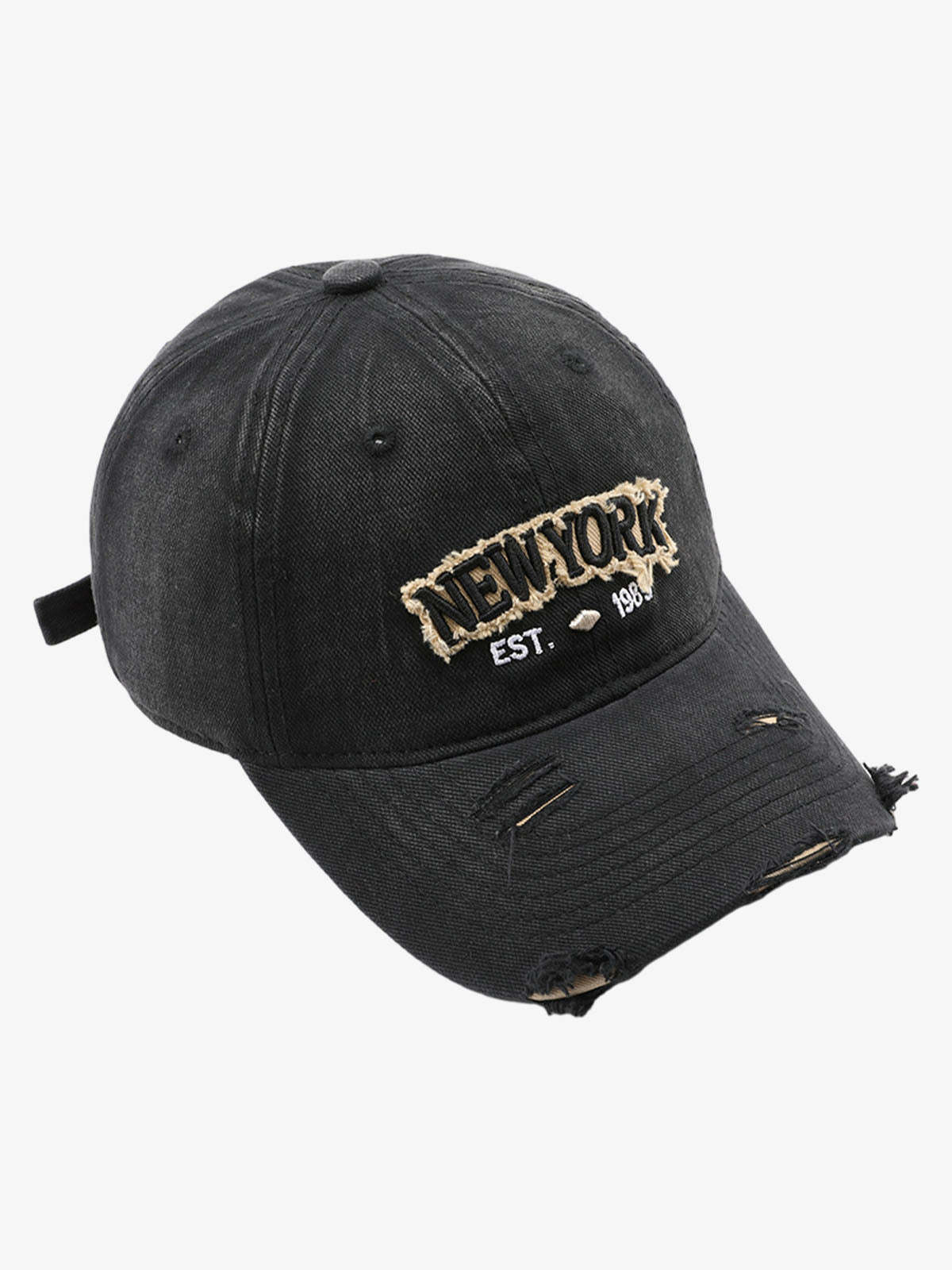 Vintage Washed Distressed Letter Embroidery Baseball Cap-Fineriform