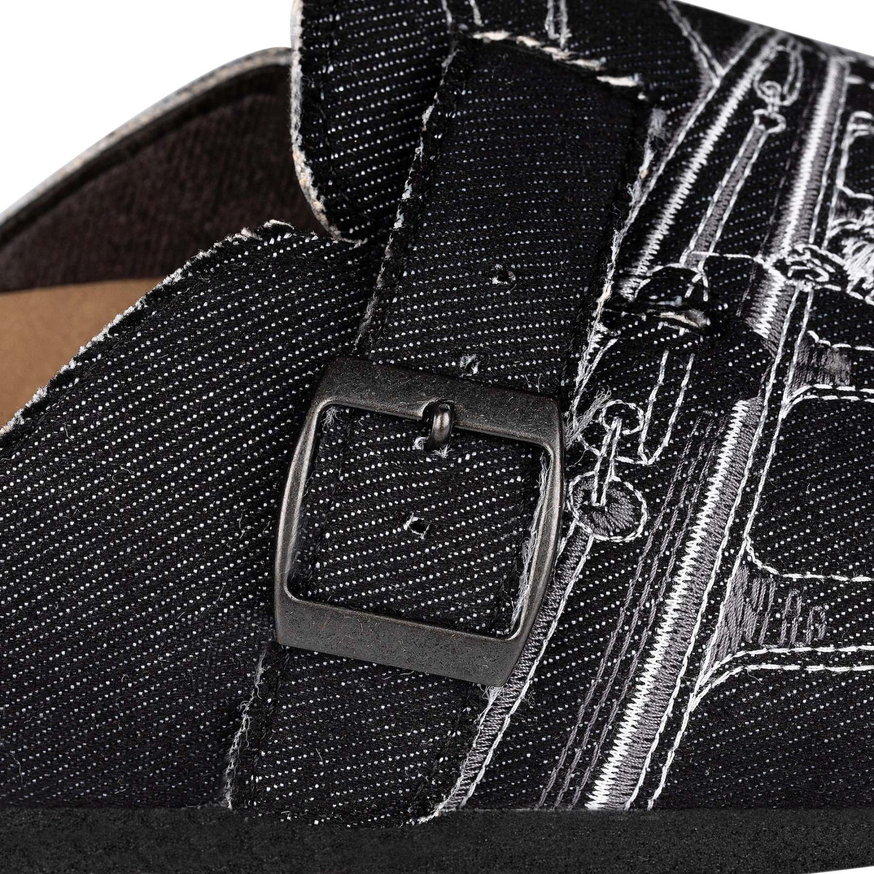 "faces" clogs black denim-Fineriform