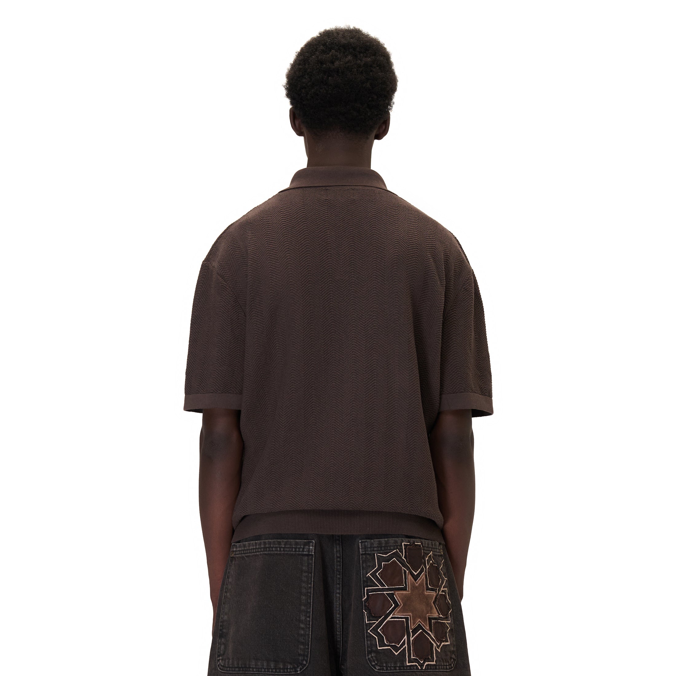 "aziza" polo Knit brown-Fineriform