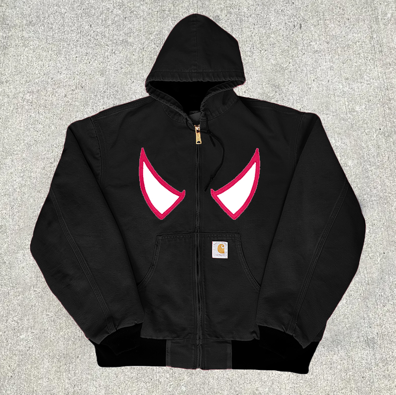 Street Spider Embroidery Zipper Lined Jacket-Fineriform