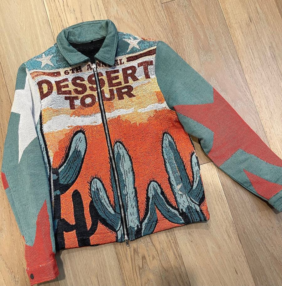 Desert Journey Tapestry Lapel Zip-Up Jacket-Fineriform