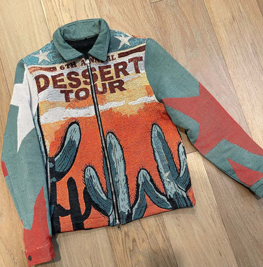 Desert Journey Tapestry Lapel Zip-Up Jacket-Fineriform