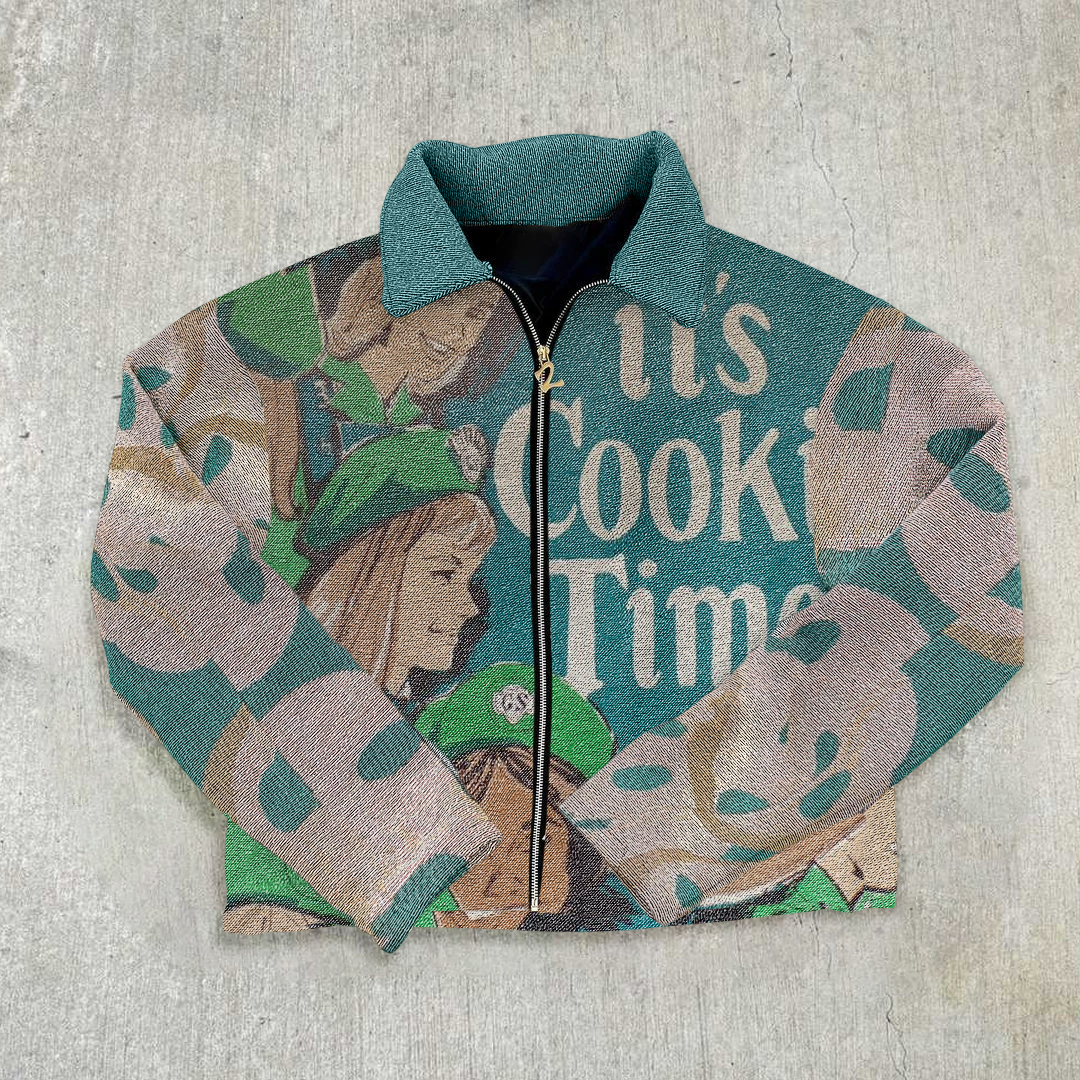 It's Cookie Time Tapestry Lapel Jacket-Fineriform