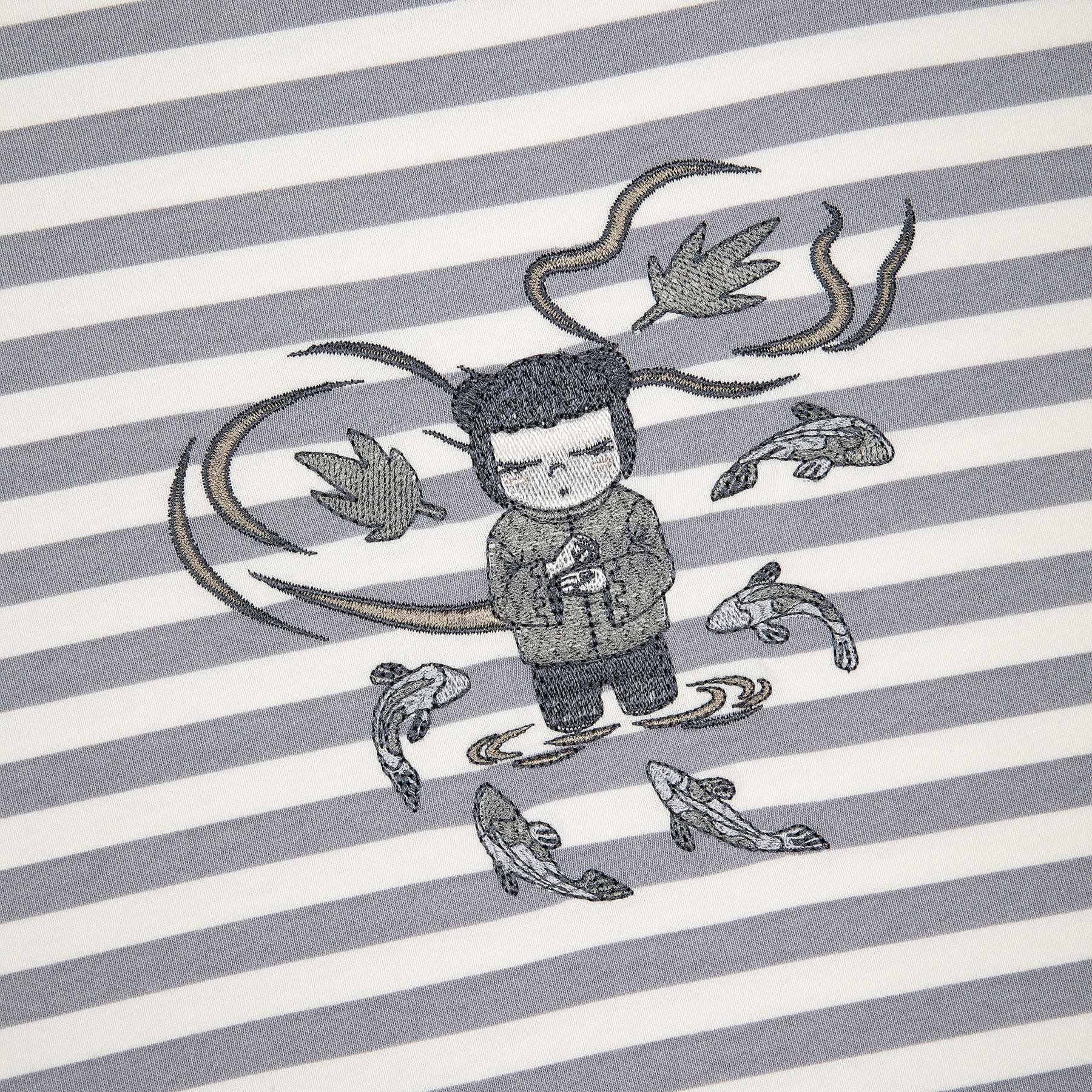 "koi" T Shirt grey striped-Fineriform