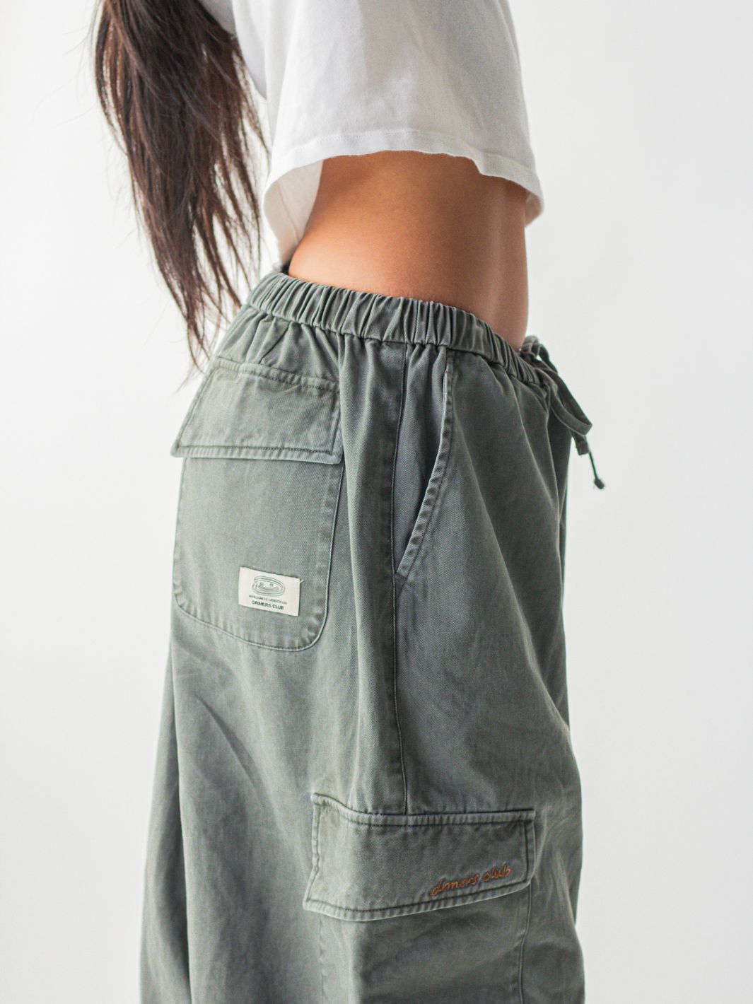 SMILEY LOGO PARACHUTE PANTS - SAGE-Fineriform