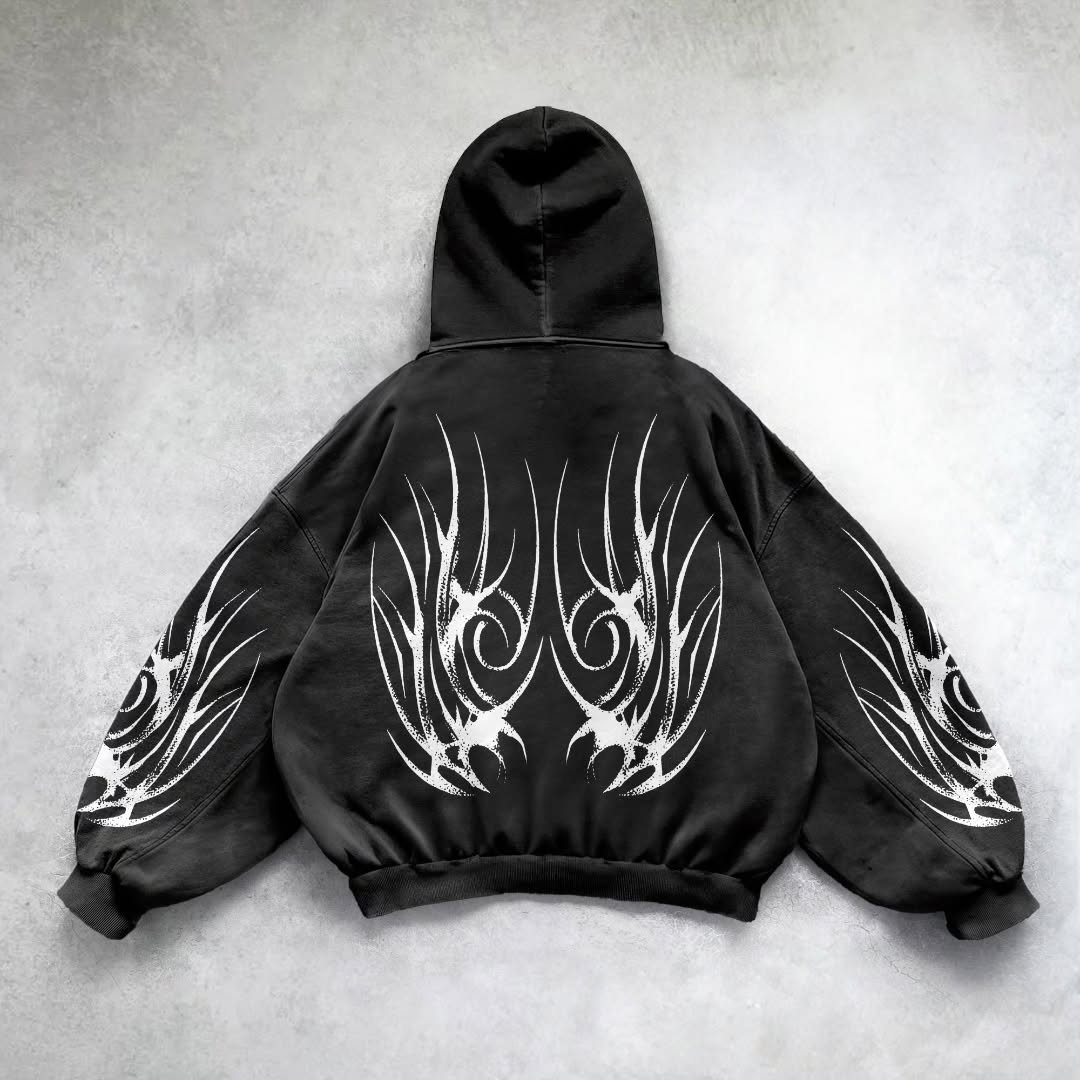 Casual Personalized Pattern Zipper Hoodie-Fineriform