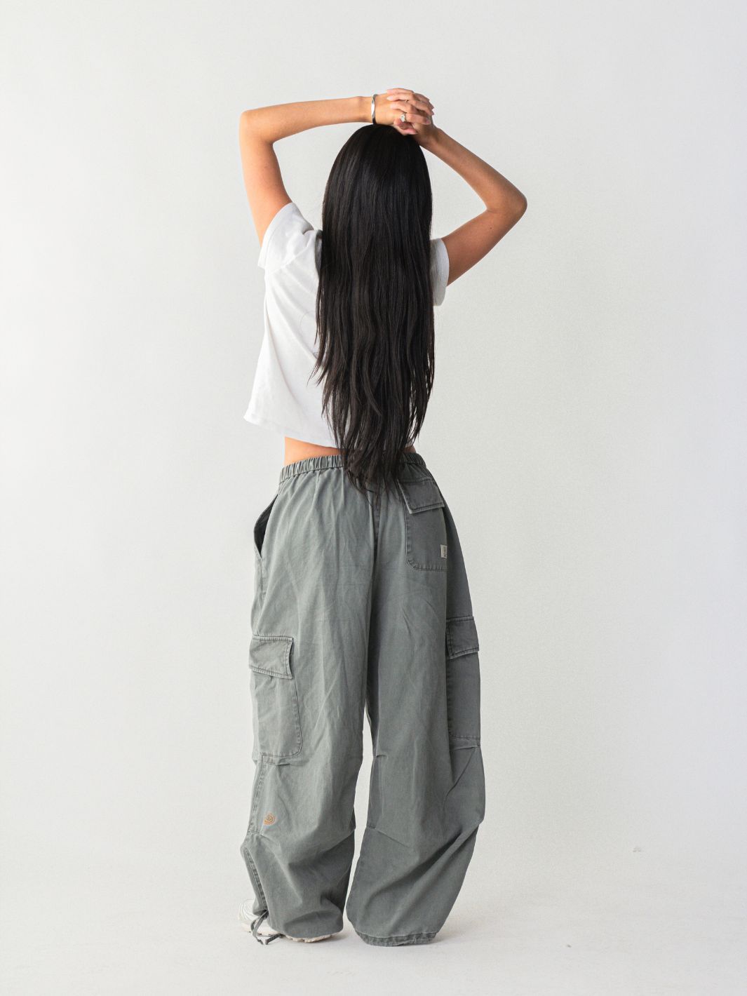 SMILEY LOGO PARACHUTE PANTS - SAGE-Fineriform