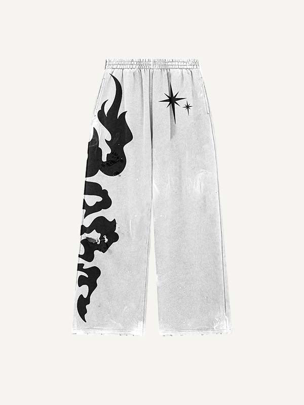 Scorpion&Graphic Print Elastic Waist Pants-Fineriform