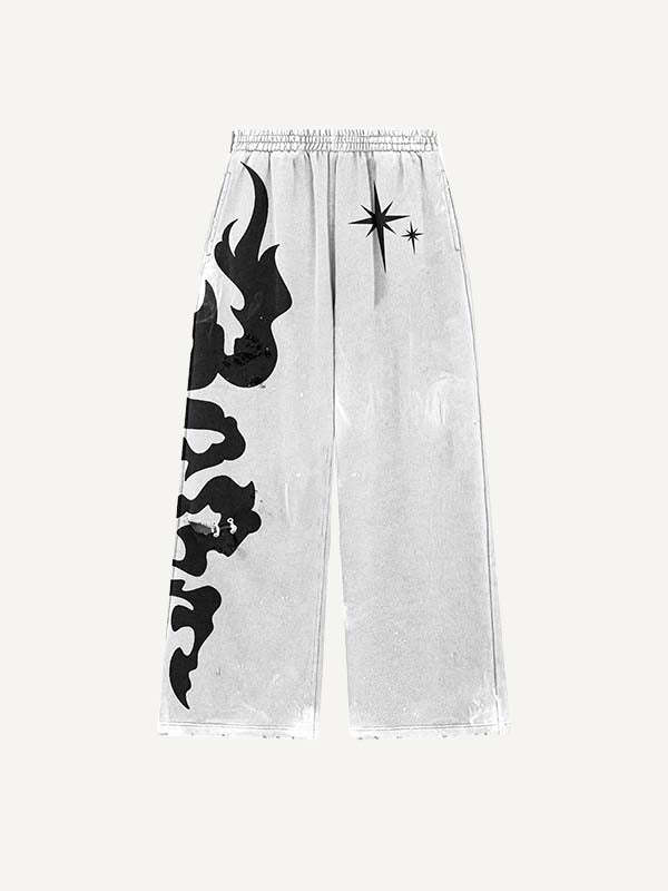 Scorpion&Graphic Print Elastic Waist Pants-Fineriform