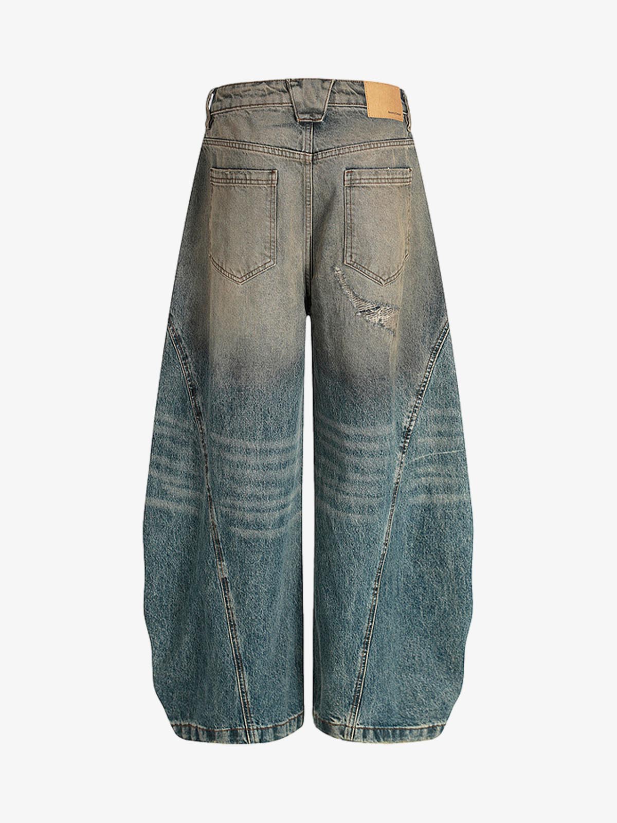 Vintage Mud-Dyed Distressed Barrel Jeans - 2537-Fineriform