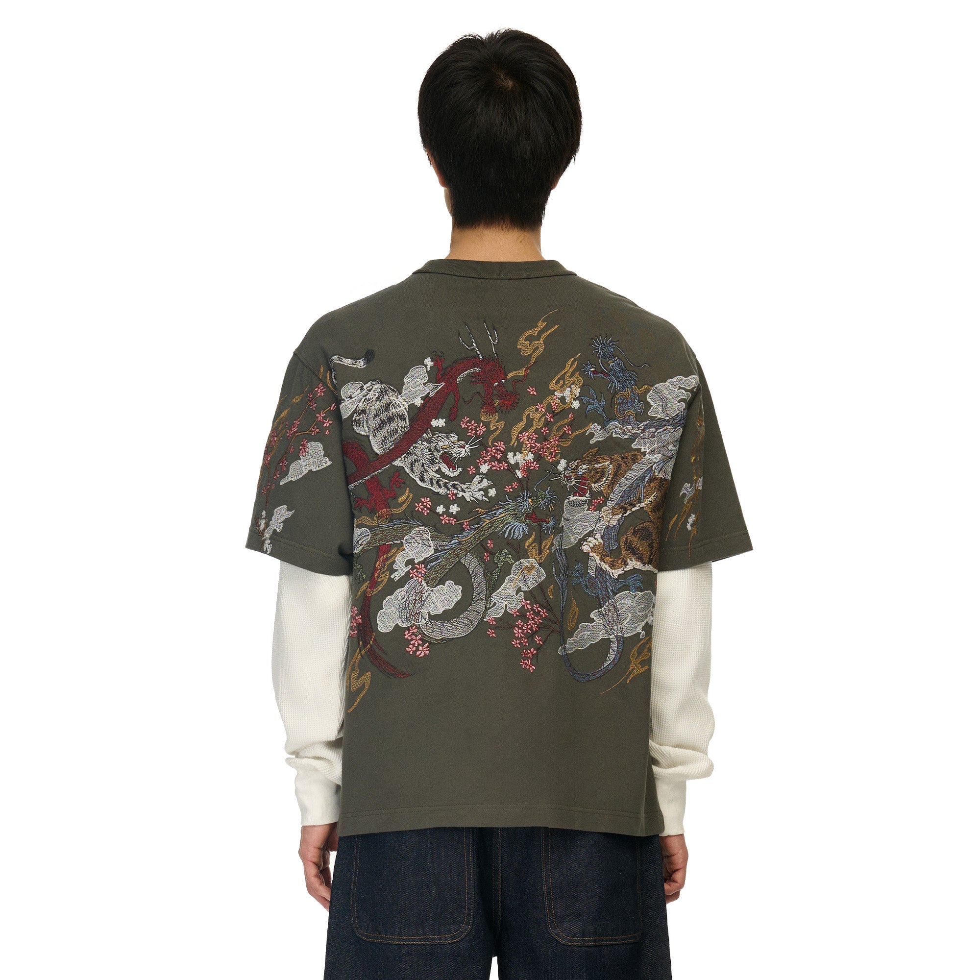 "yakuza" layered Longsleeve khaki-Fineriform