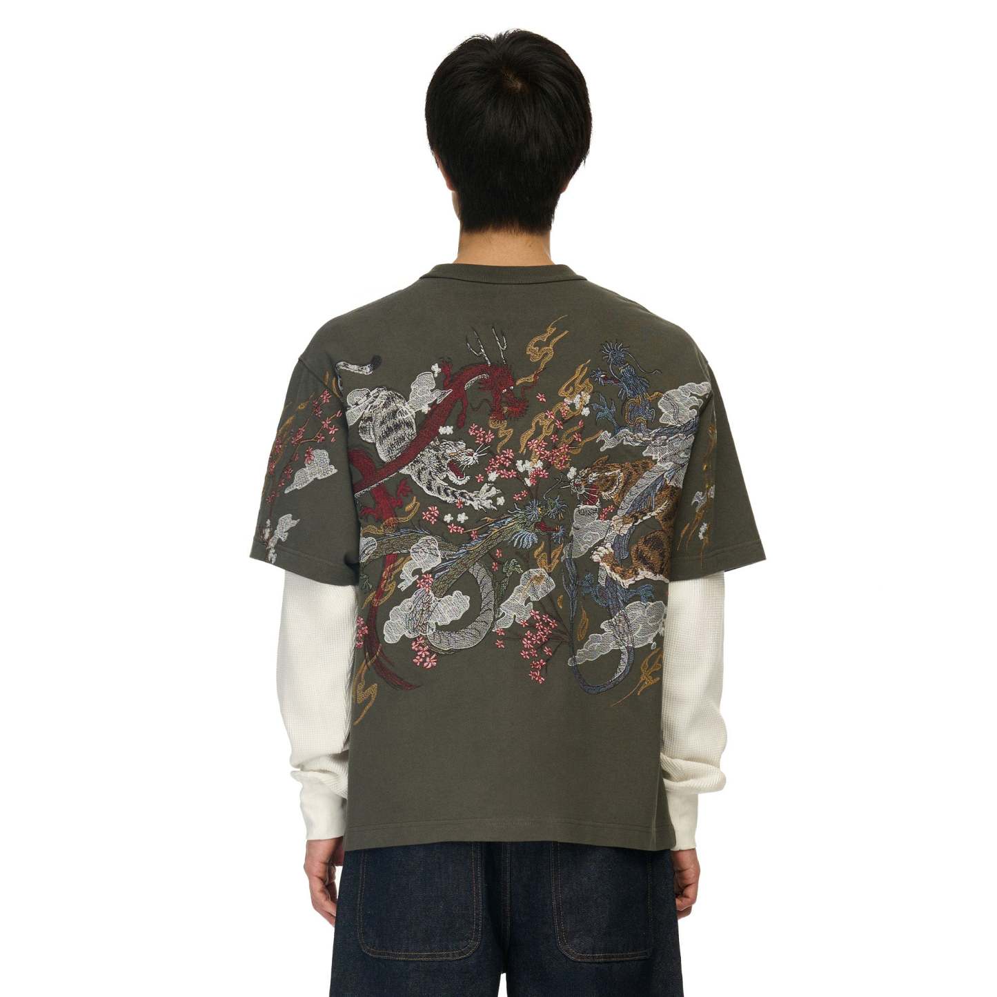 "yakuza" layered Longsleeve khaki-Fineriform